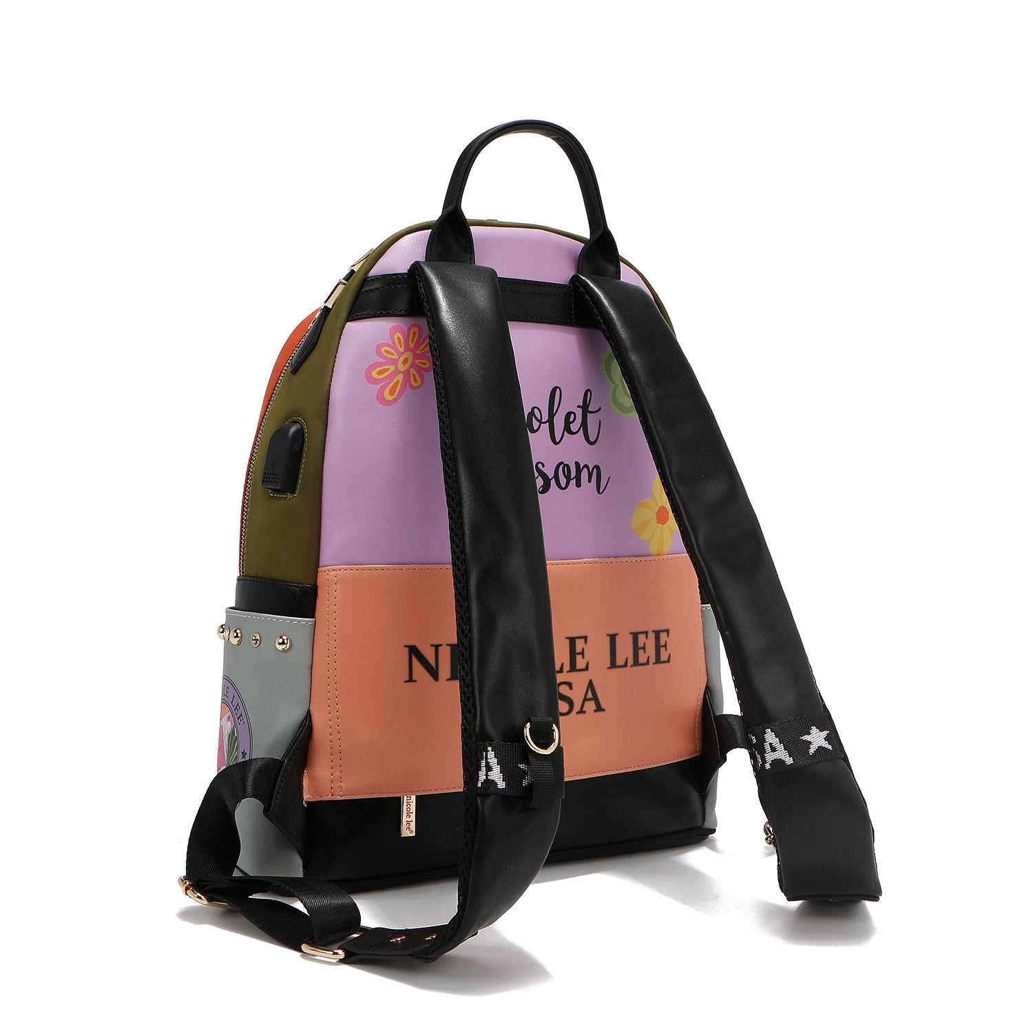 MOCHILA PARA PORTÁTIL CON PUERTO DE CARGA USB (VIOLET BLOSSOM)