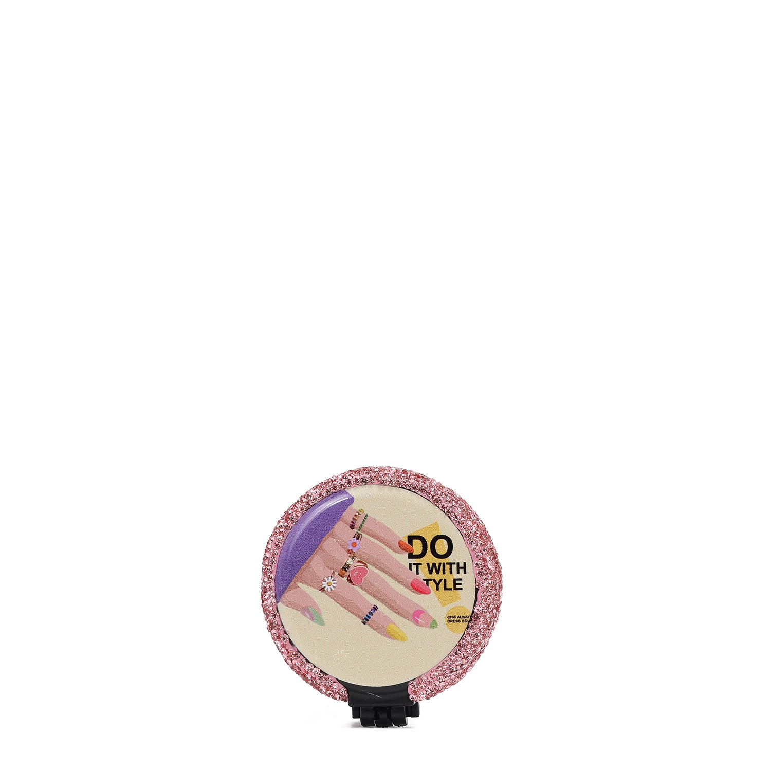 ESPEJO COMPACTO CON CEPILLO Y PEDRERIA (NAIL POLISH)