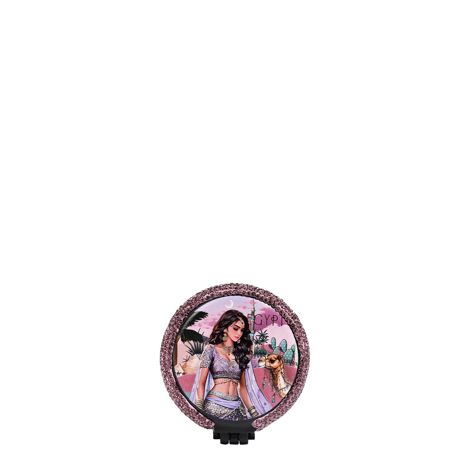 MIROIR COMPACT AVEC BROSSE ET STRASS (<tc>QUEEN CLEOPATRA</tc>)