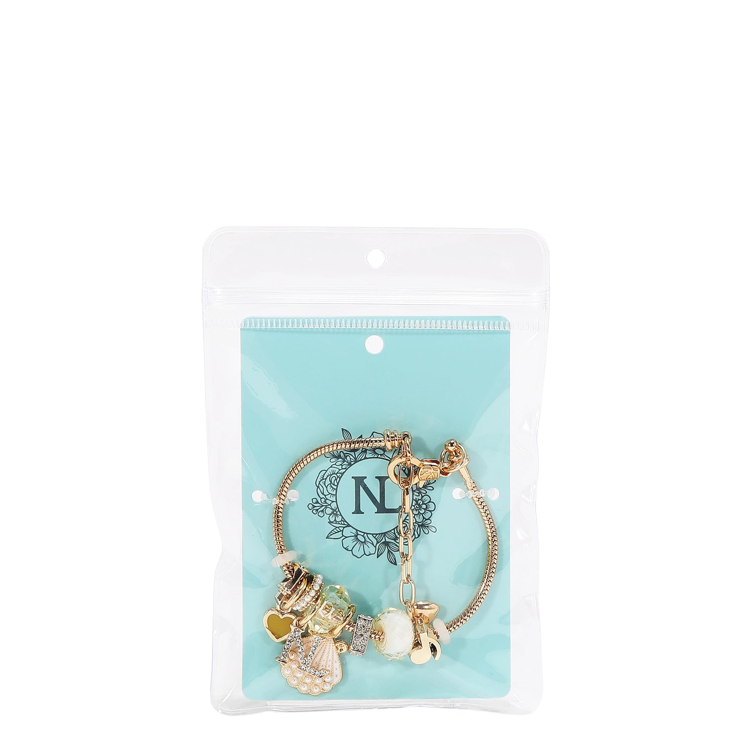 PULSERA DE CADENA CON DIJE (BLANCO)