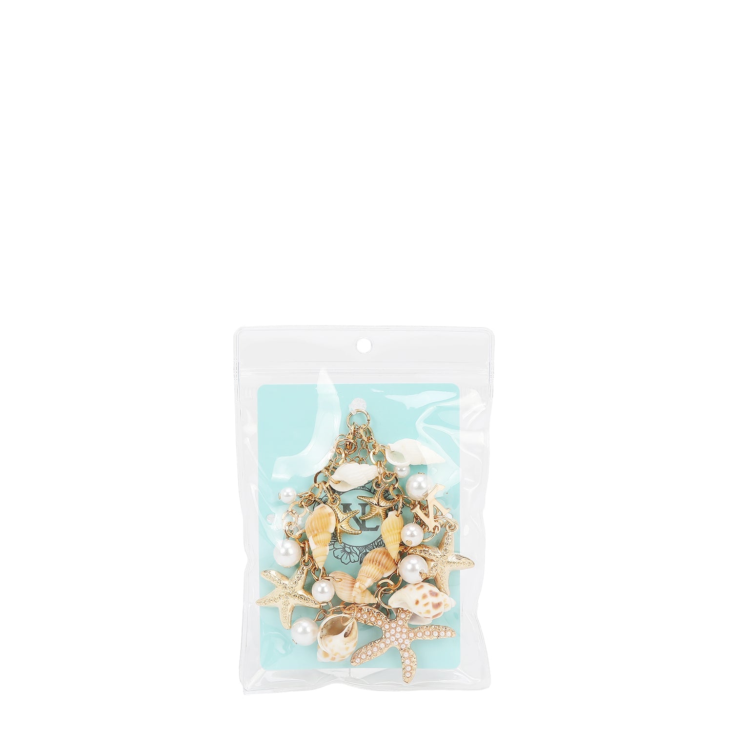 PULSERA DE CADENA CON DIJE DE CONCHAS DE MAR (DORADO)