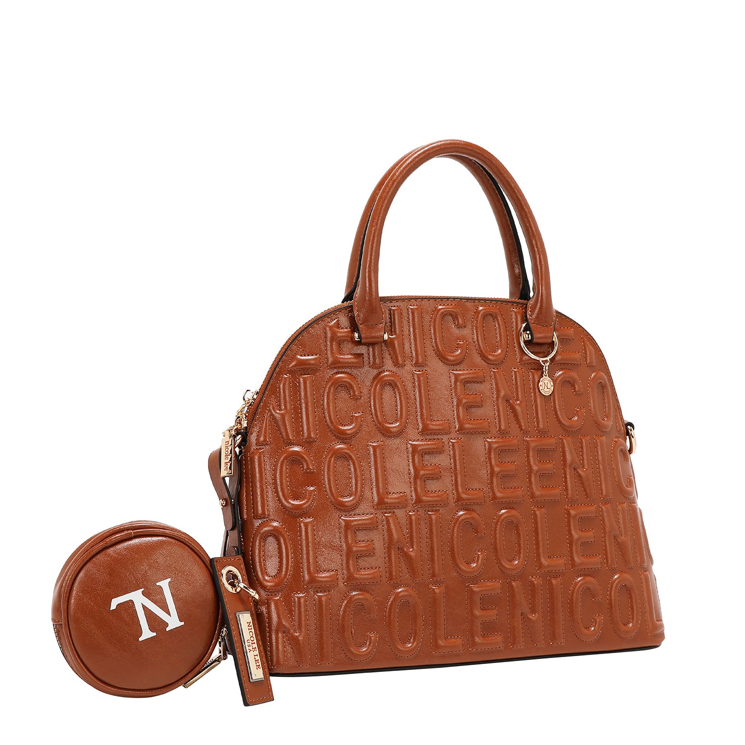 DOME BAG WITH EMBOSSED LOGO (BROWN)