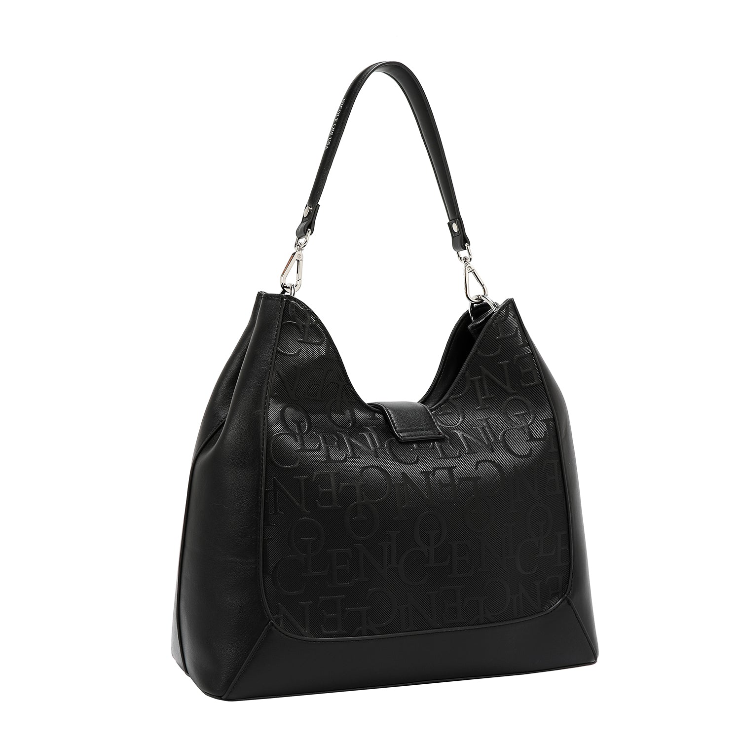 Large shoulder bag relief elegance (black)