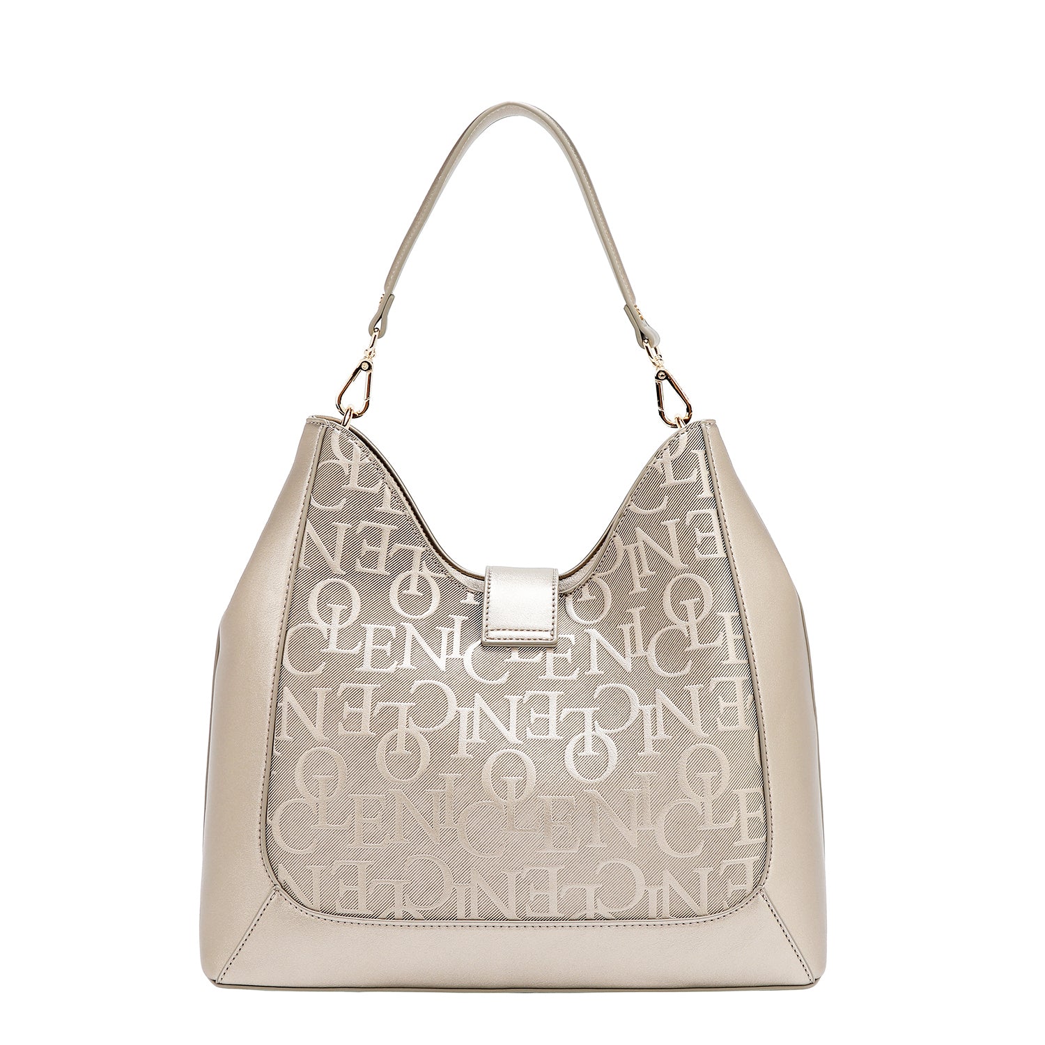 Large shoulder bag relief elegance (champagne)