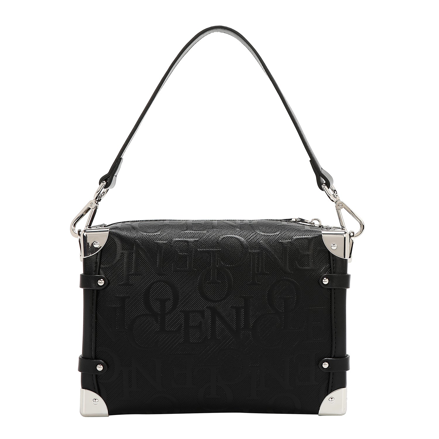 Square shoulder bag relief elegance (black)