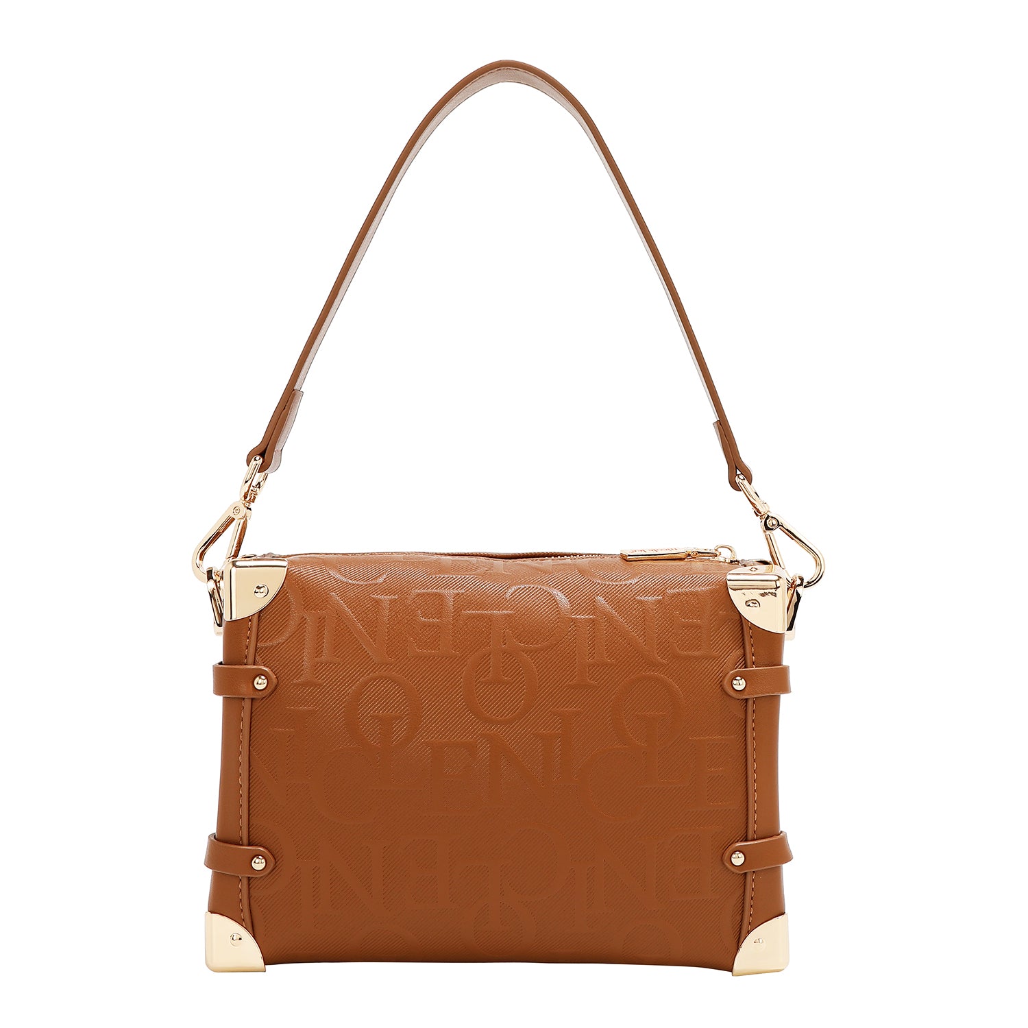 Square shoulder bag relief elegance (brown)
