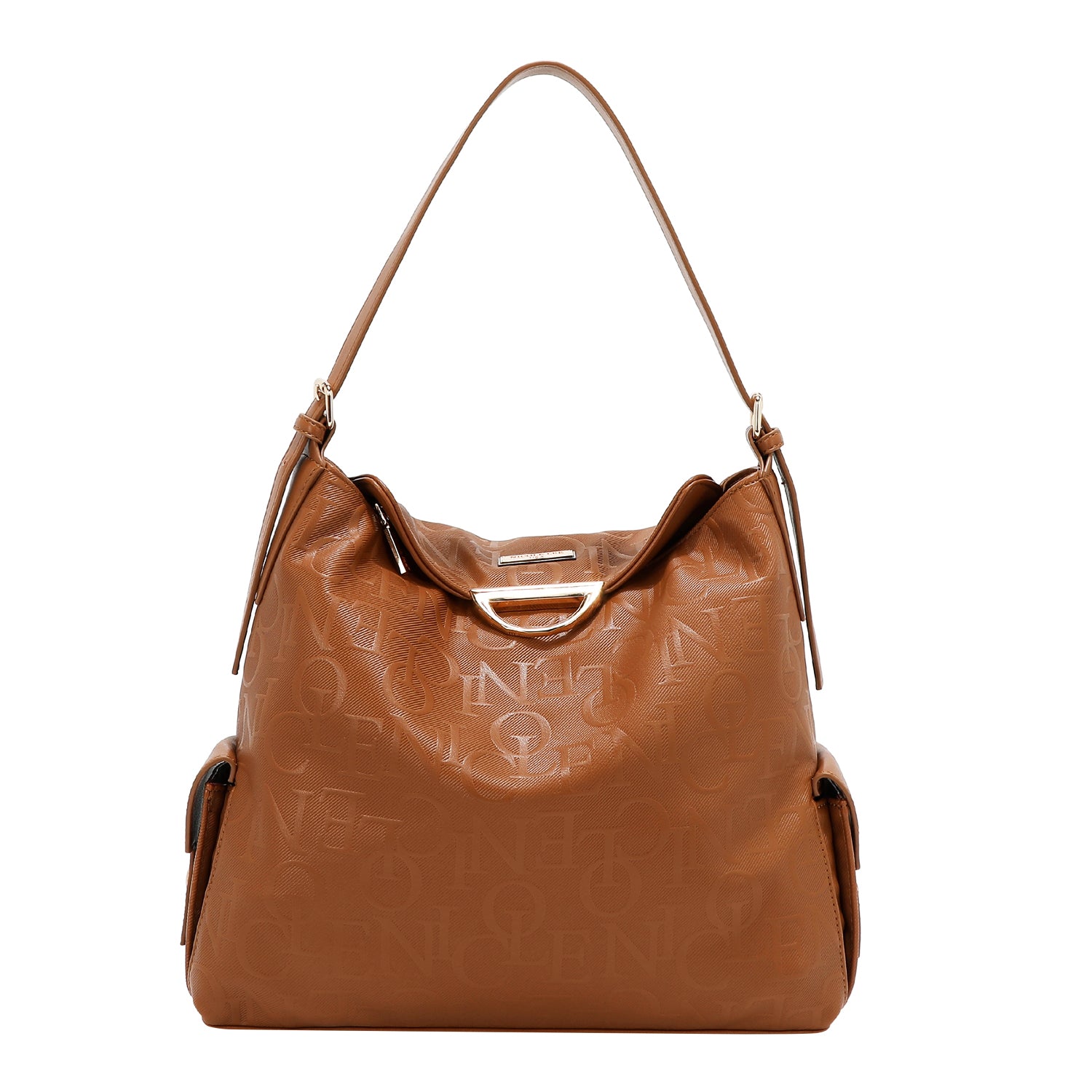 Large shoulder bag relief elegance (brown)
