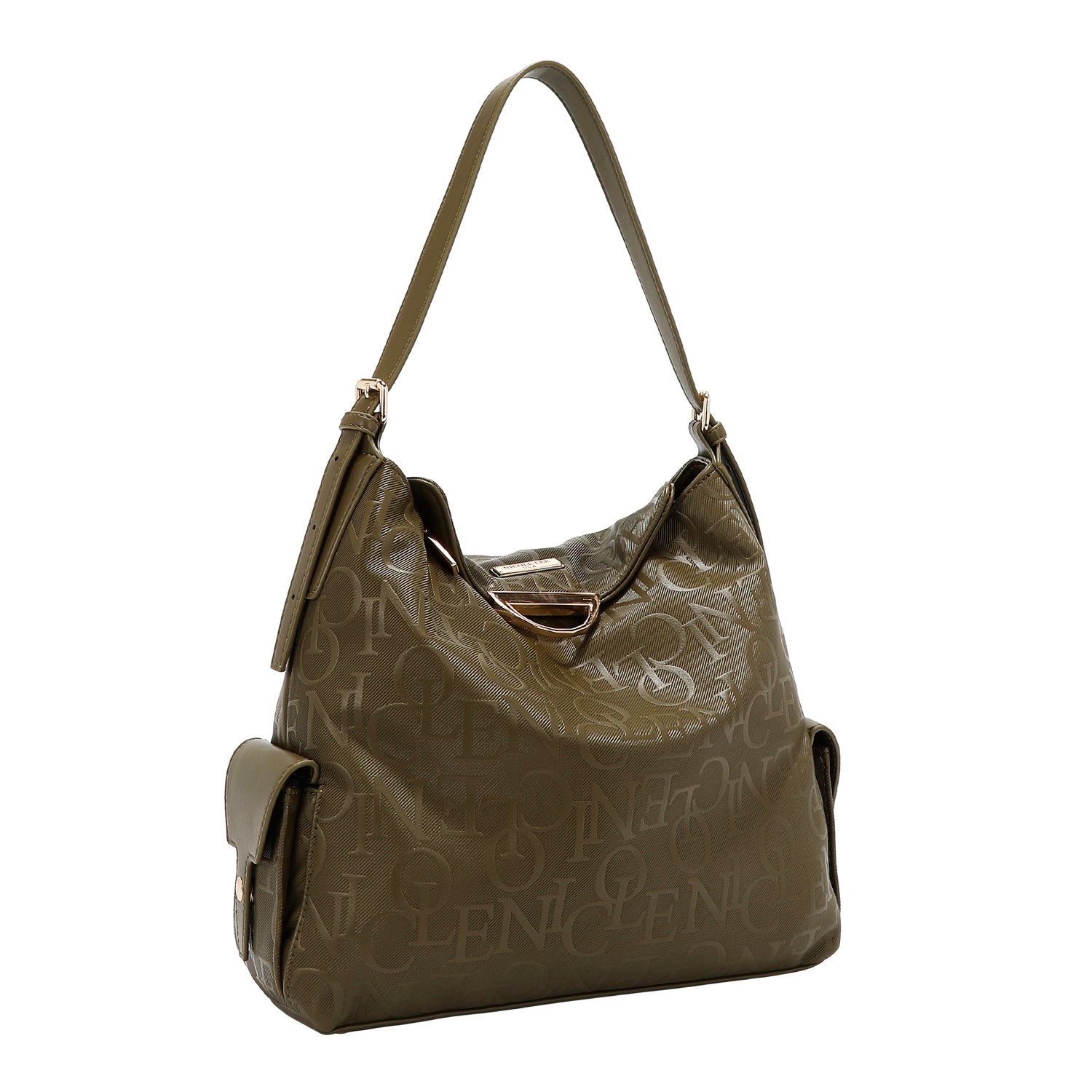 Large shoulder bag relief elegance (olive)