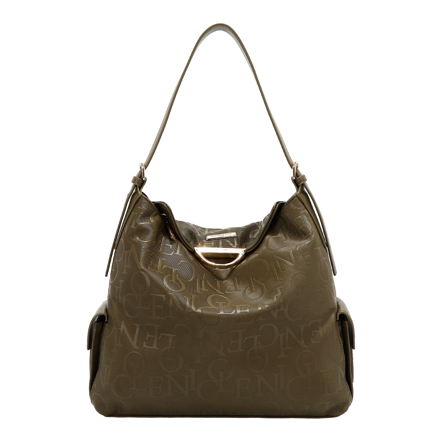 Large shoulder bag relief elegance (olive)