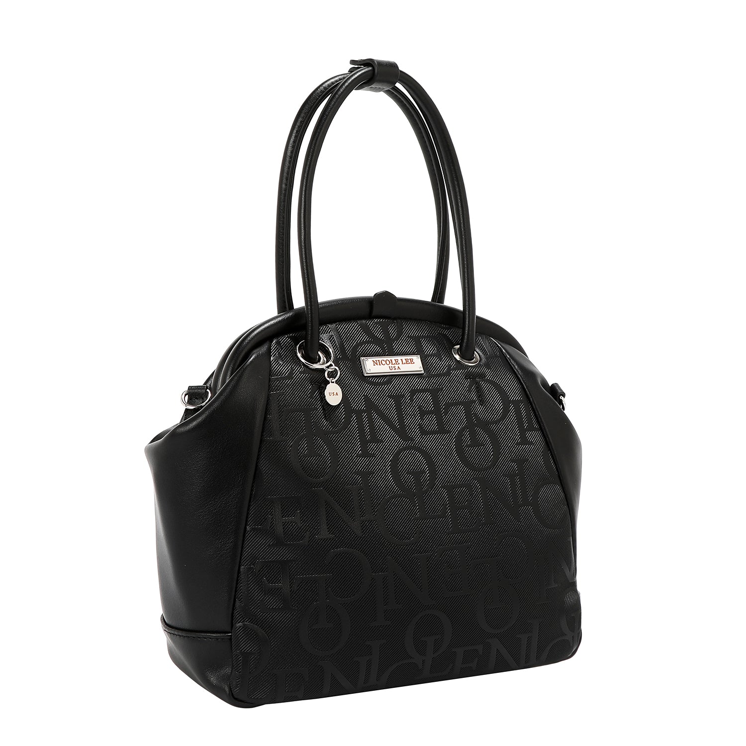 Shoulder bag with elegant relief frame (black)