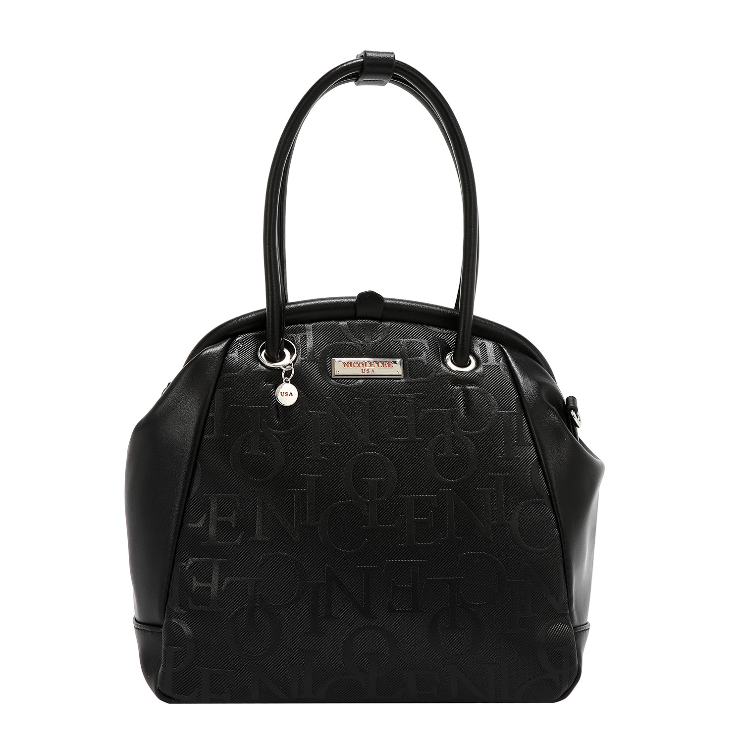Shoulder bag with elegant relief frame (black)