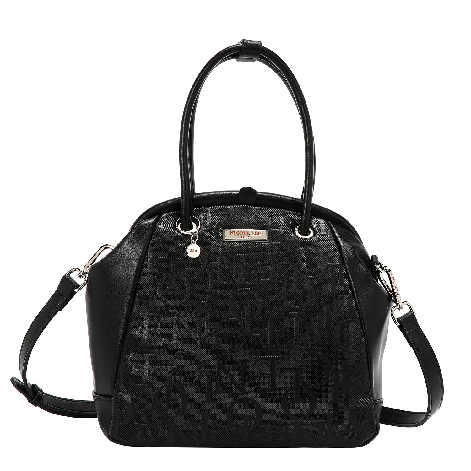 Shoulder bag with elegant relief frame (black)
