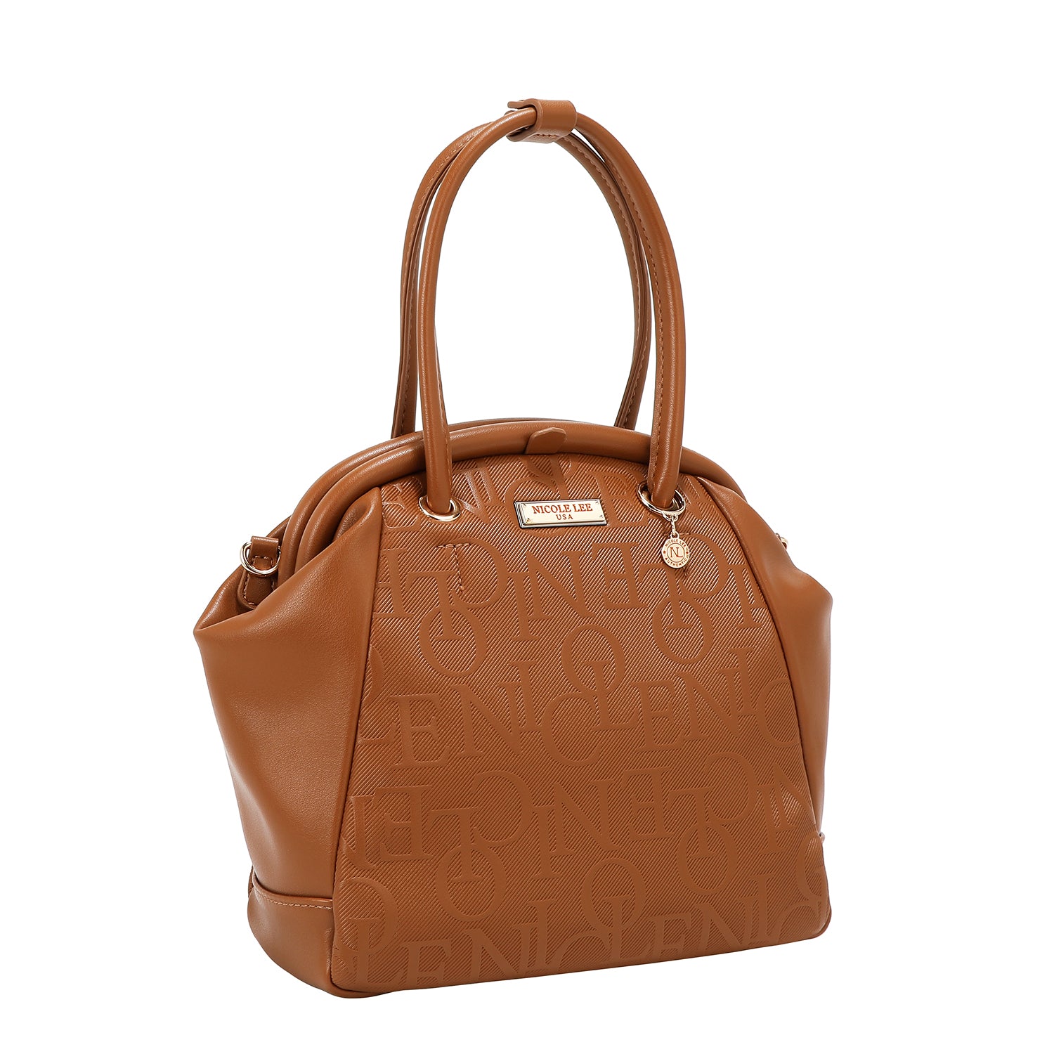 Shoulder bag with elegant relief frame (brown)