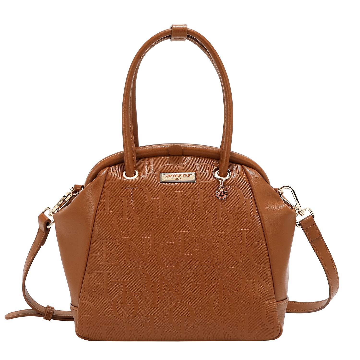 Shoulder bag with elegant relief frame (brown)