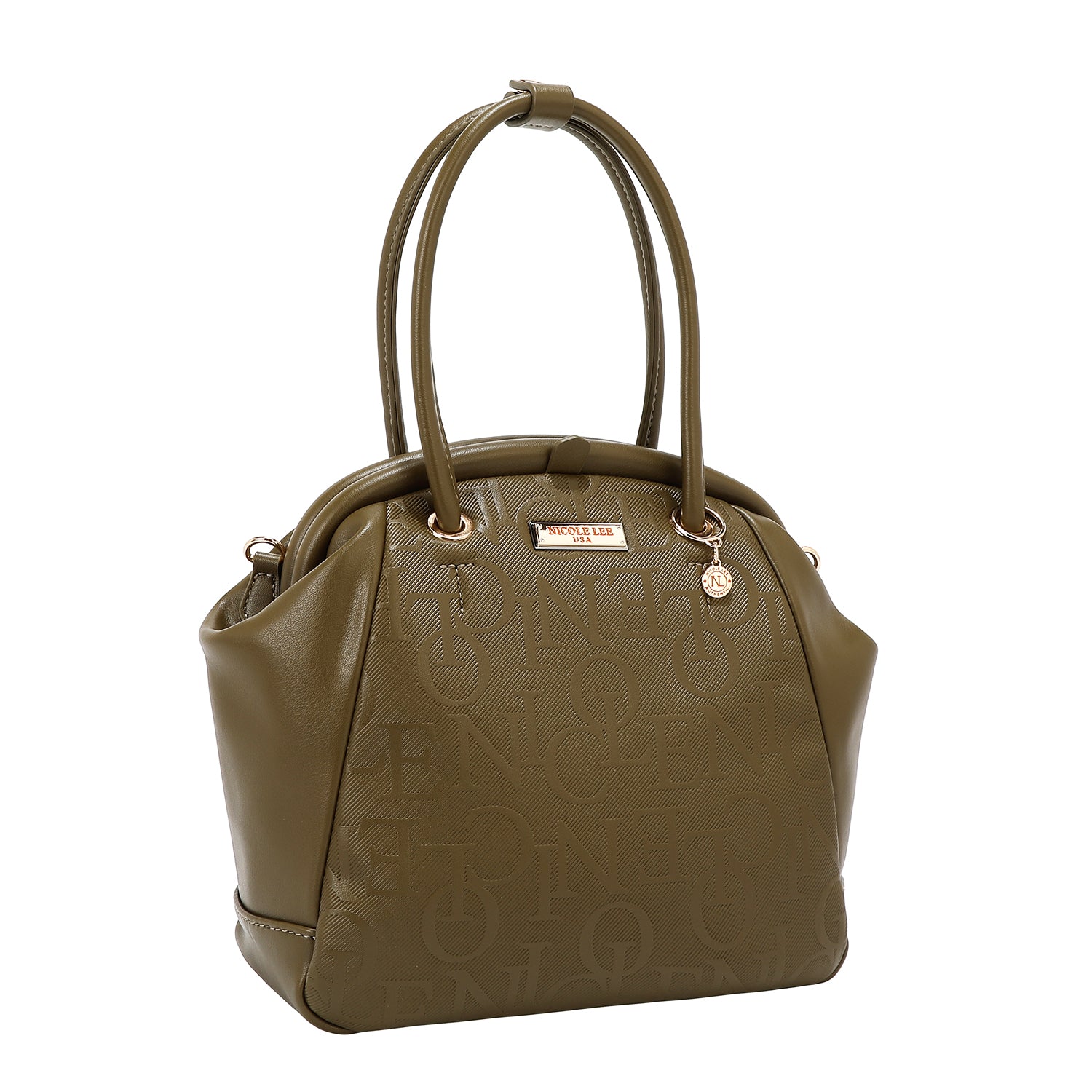 Shoulder bag with elegant relief frame (olive)