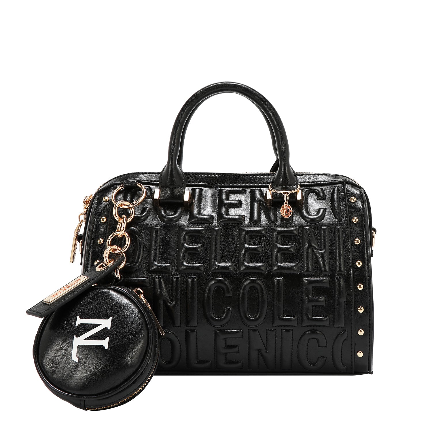 BOSTON BAG WITH EMBOSSED LOGO (BLACK)