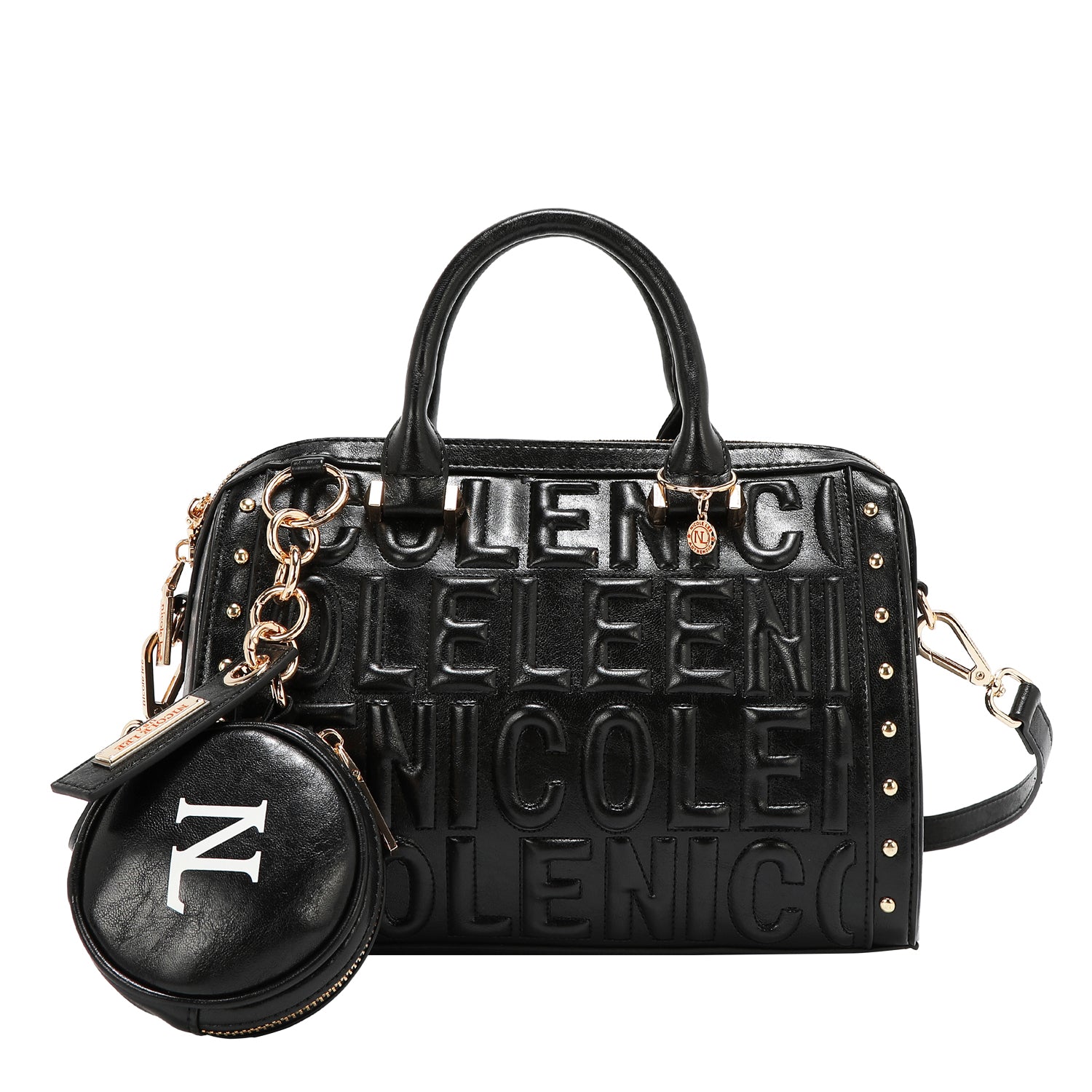 BOSTON BAG WITH EMBOSSED LOGO (BLACK)