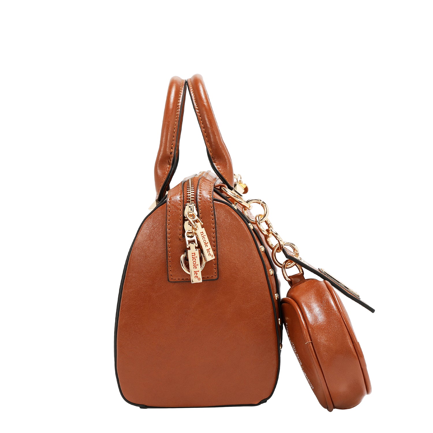 BOSTON BAG WITH EMBOSSED LOGO (BROWN)