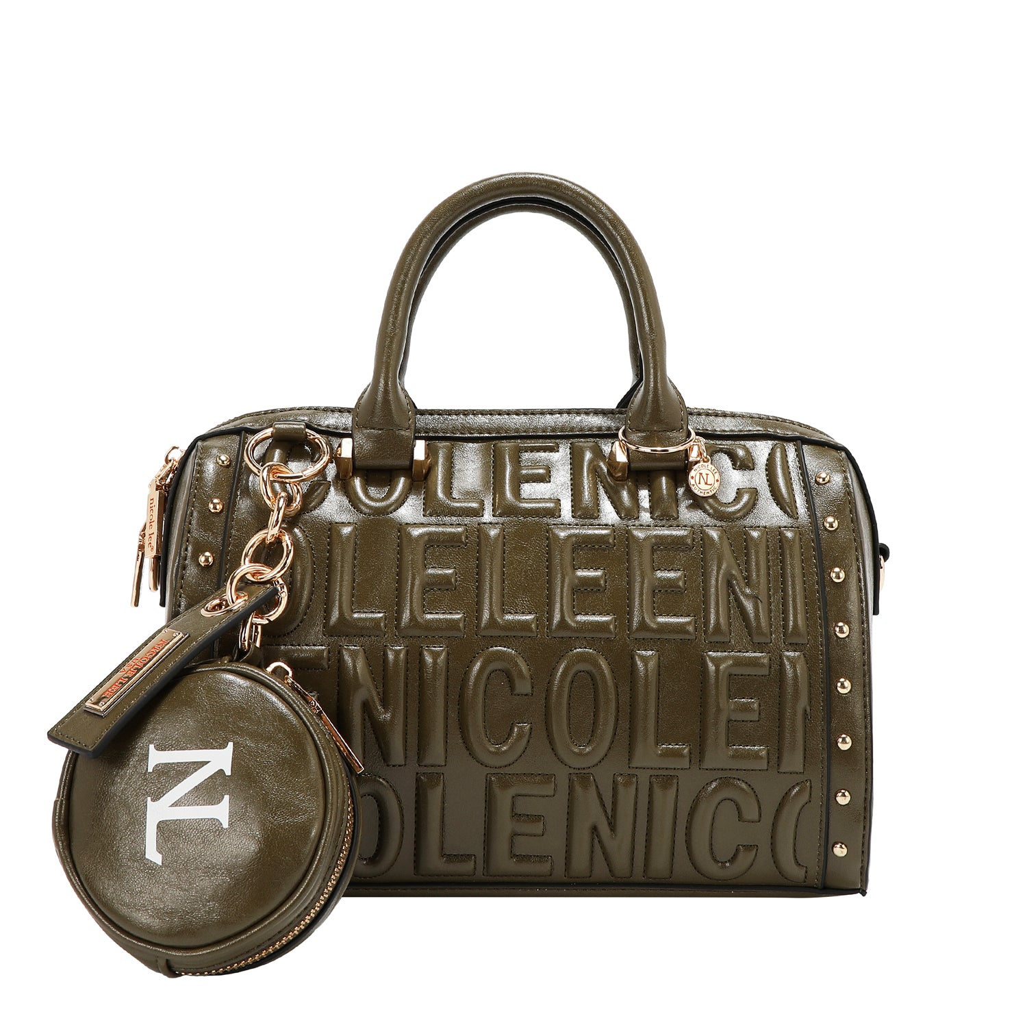 BOSTON BAG WITH EMBOSSED LOGO (OLIVE)