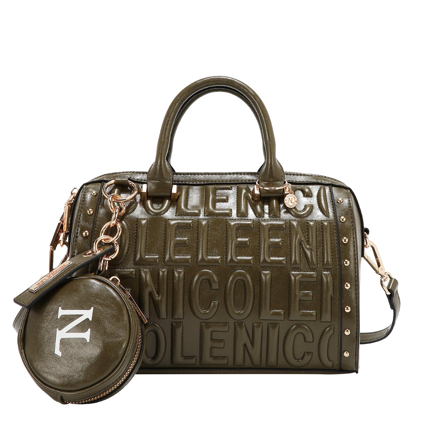 BOSTON BAG WITH EMBOSSED LOGO (OLIVE)