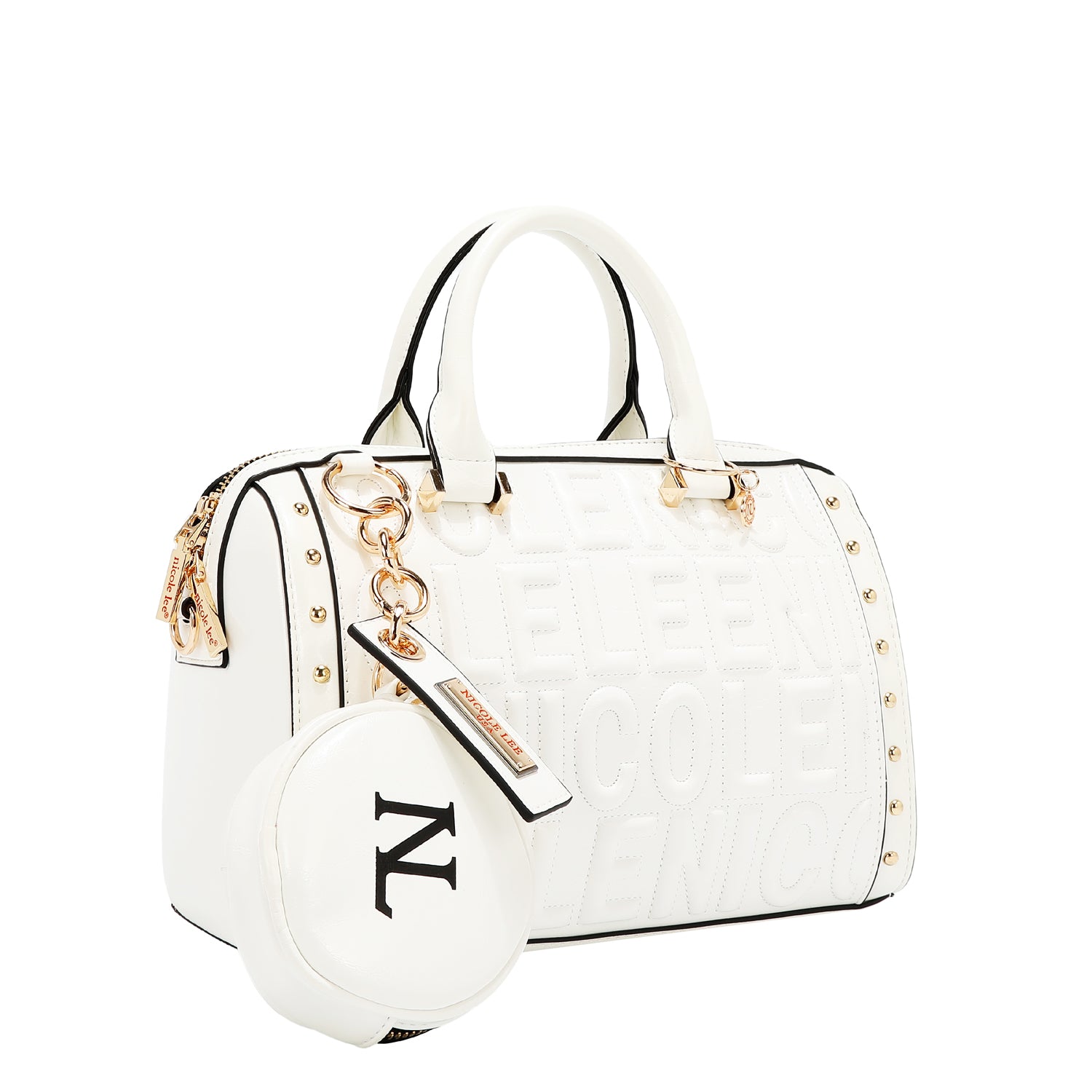 BOSTON BAG WITH EMBOSSED LOGO (WHITE)
