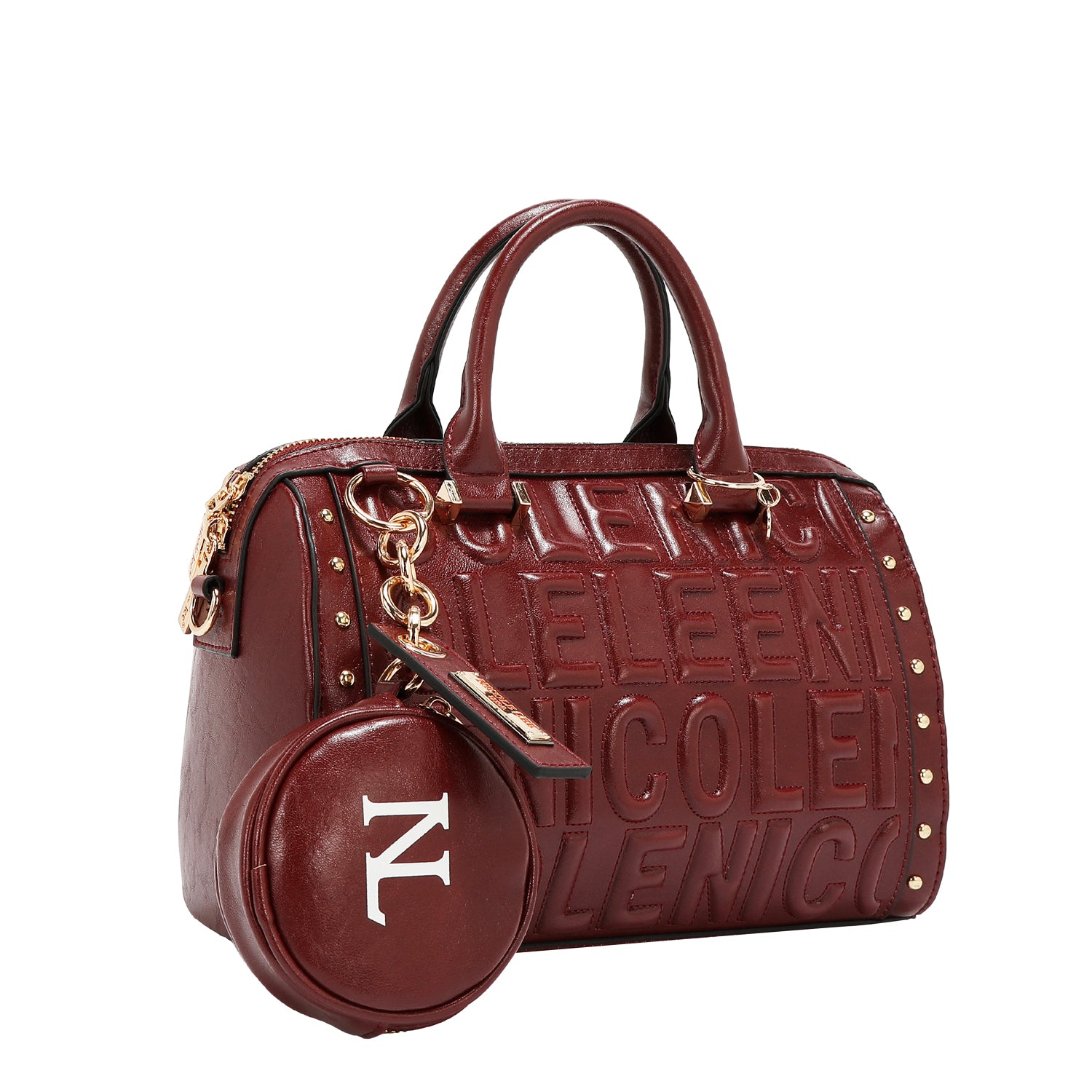 BOSTON BAG WITH EMBOSSED LOGO (WINE)