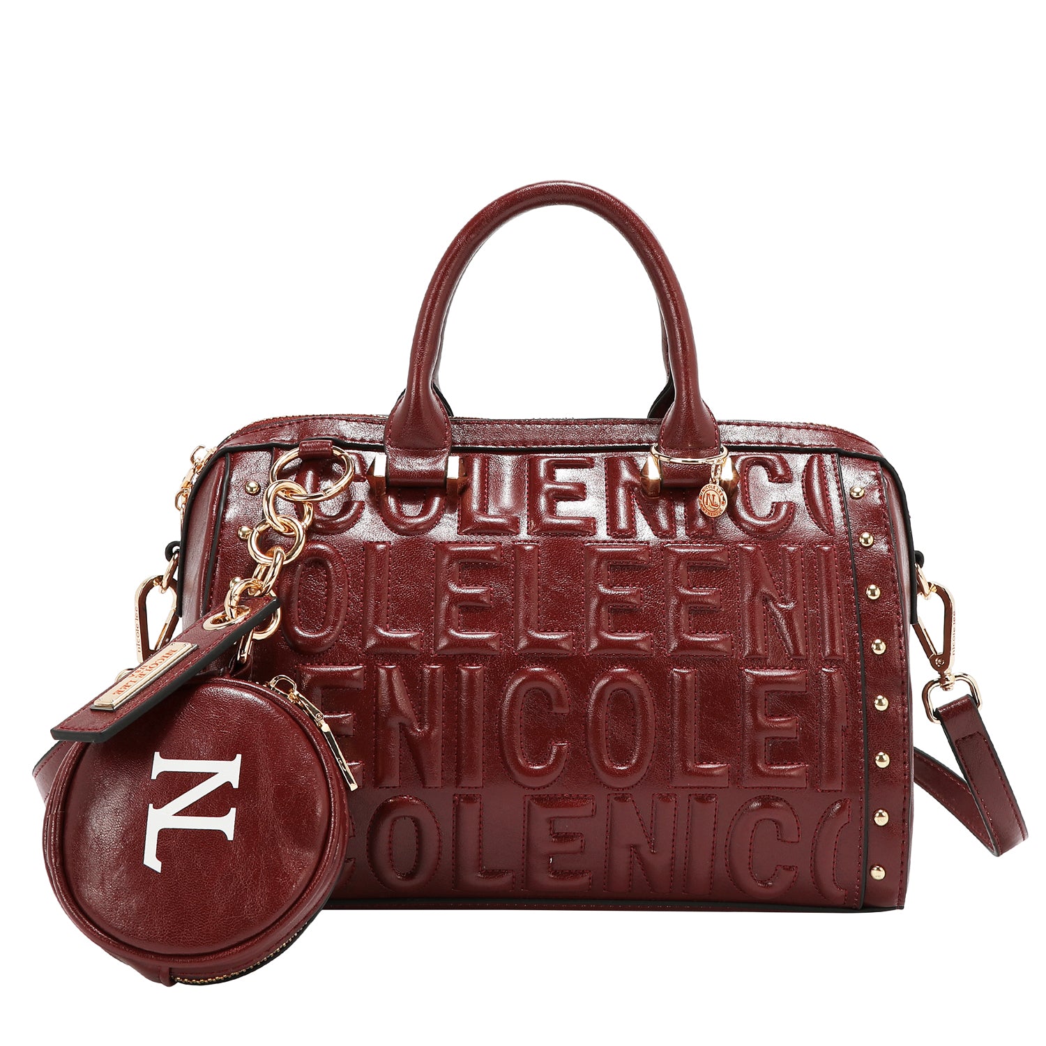 BOSTON BAG WITH EMBOSSED LOGO (WINE)