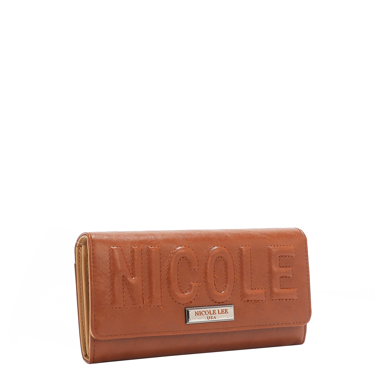 TRI-FOLD WALLET WITH EMBOSSED LOGO (BROWN)