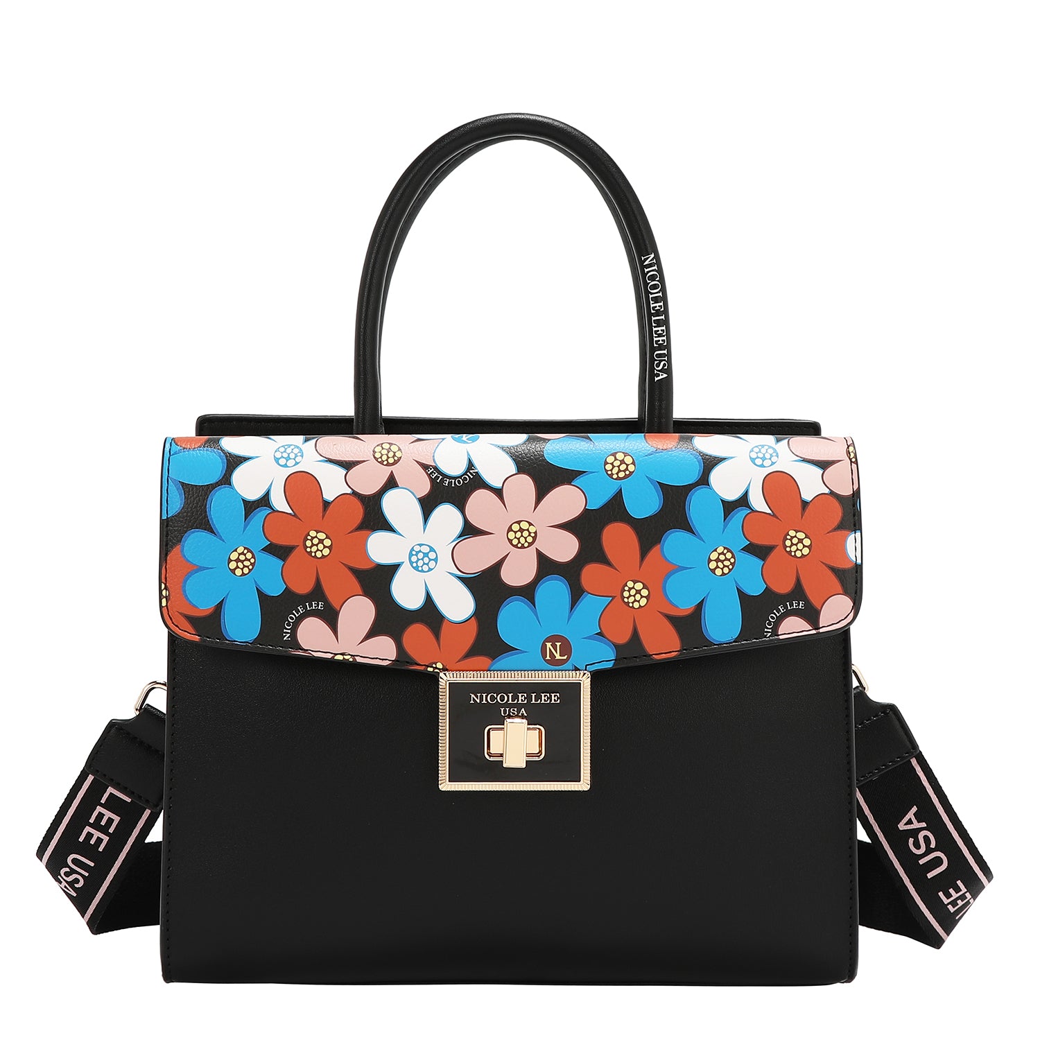 Blumenpop -Tasche (schwarz)