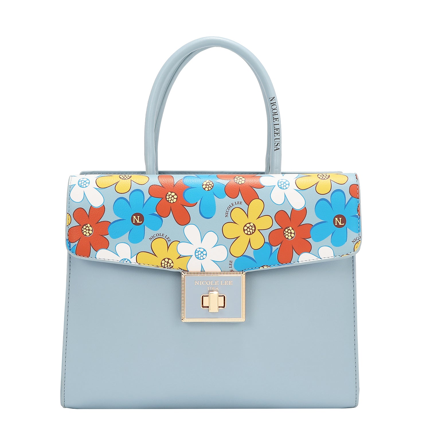 Floral Pop Satchel Bag (Blue)