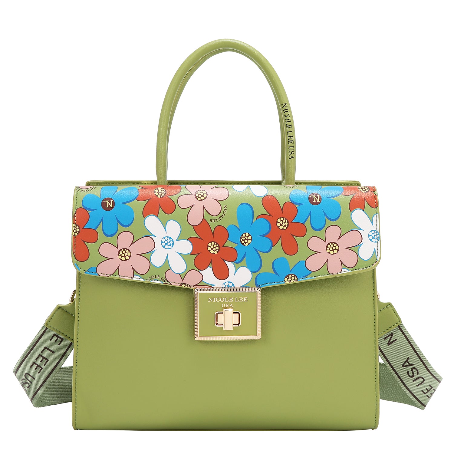 Floral Pop Satchel Bag (Green)