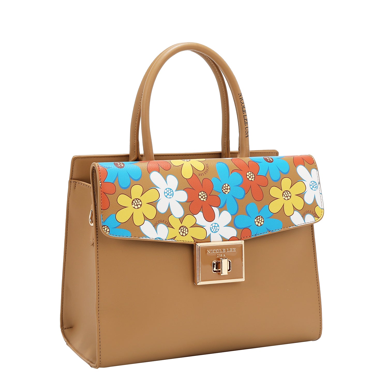 Floral Pop Satchel Bag (Taupe)