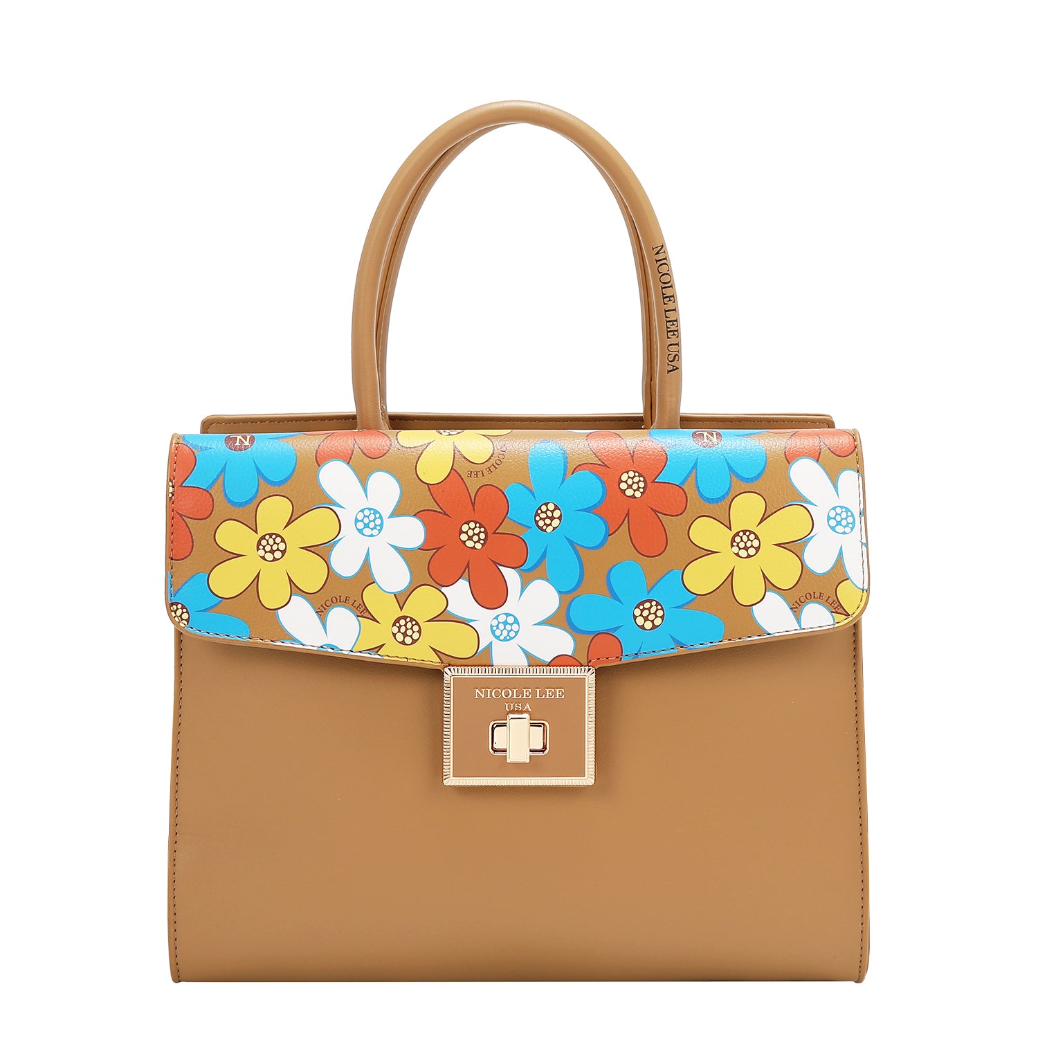 Floral Pop Satchel Bag (Taupe)