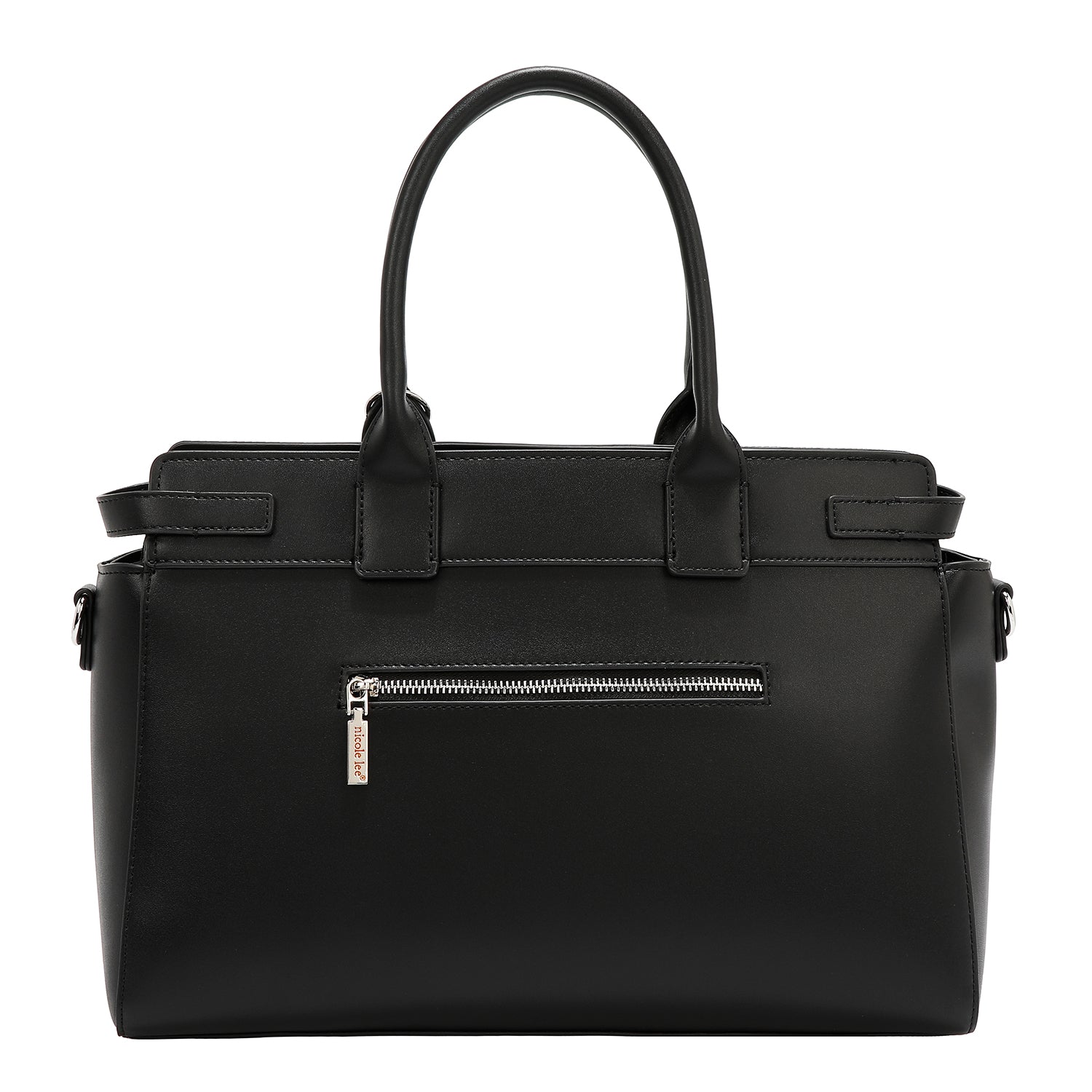 Satchel bag with geometric cuts (black)