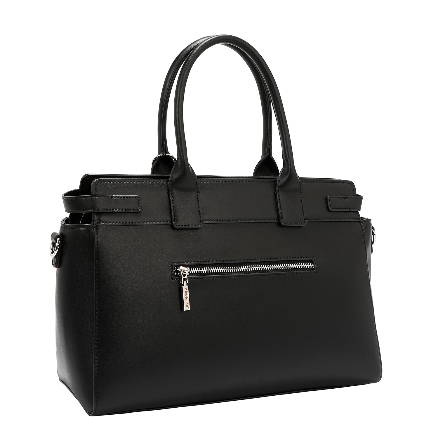 Satchel bag with geometric cuts (black)