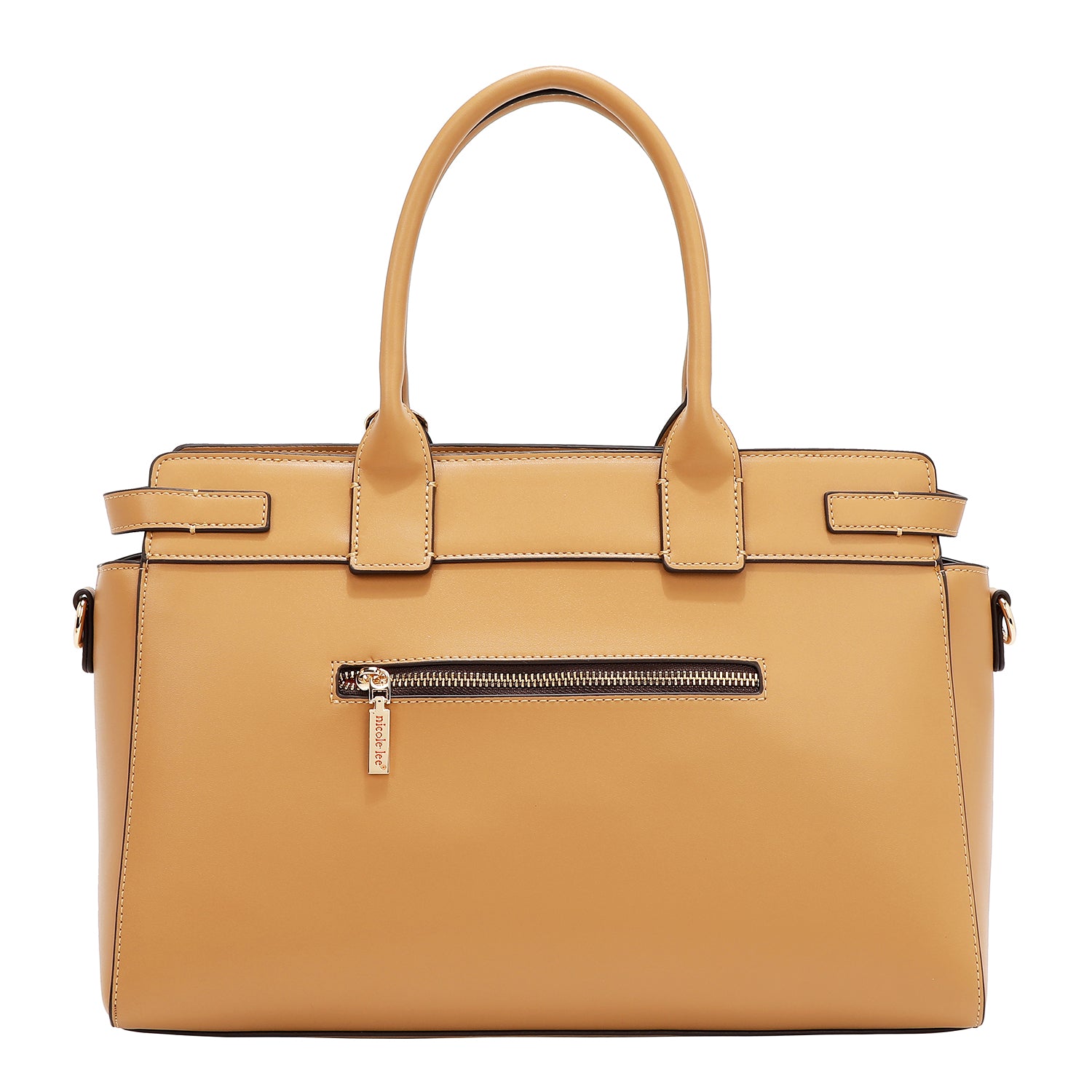 Satchel bag with geometric cuts (sand)