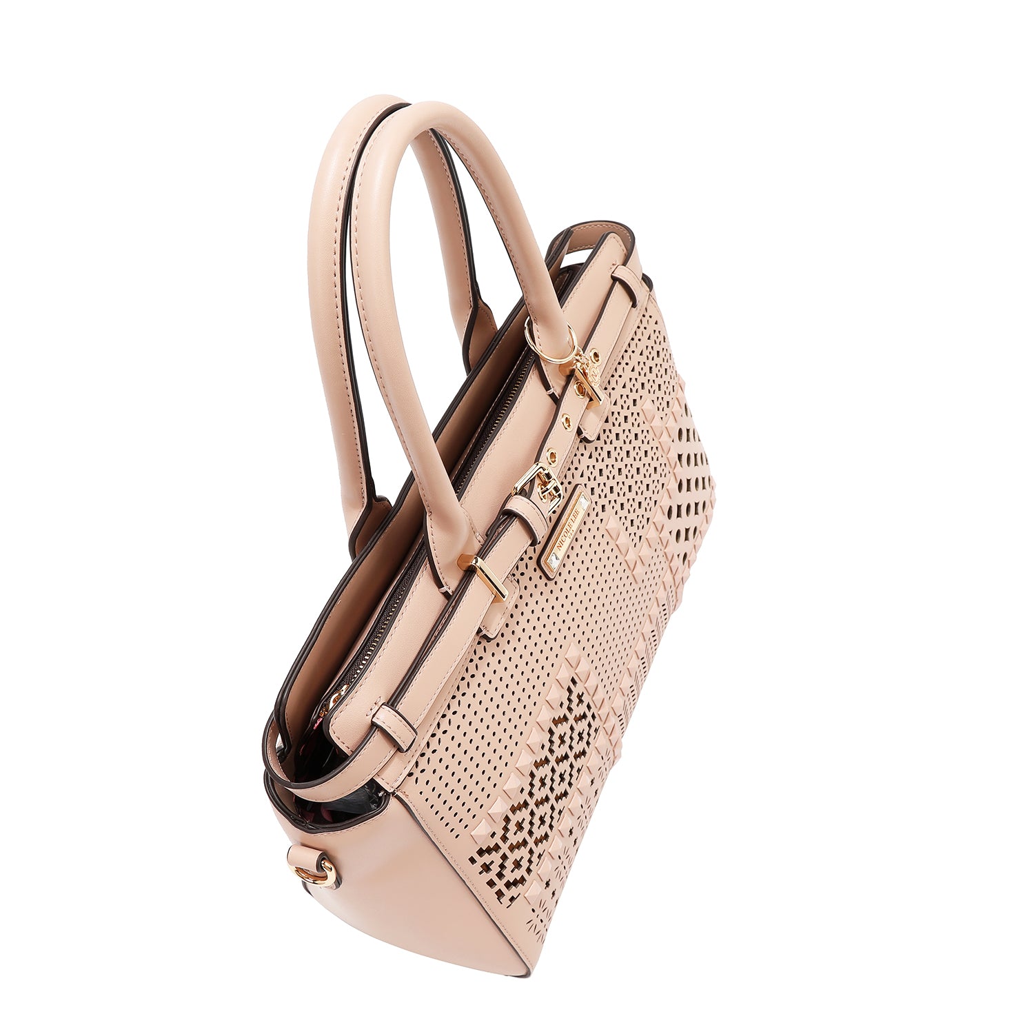 Satchel bag with geometric cuts (pink)