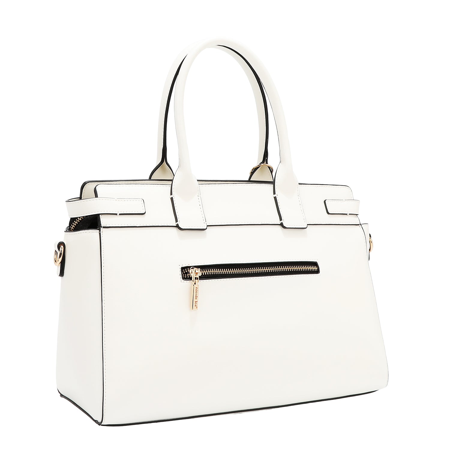 Satchel bag with geometric cuts (white)