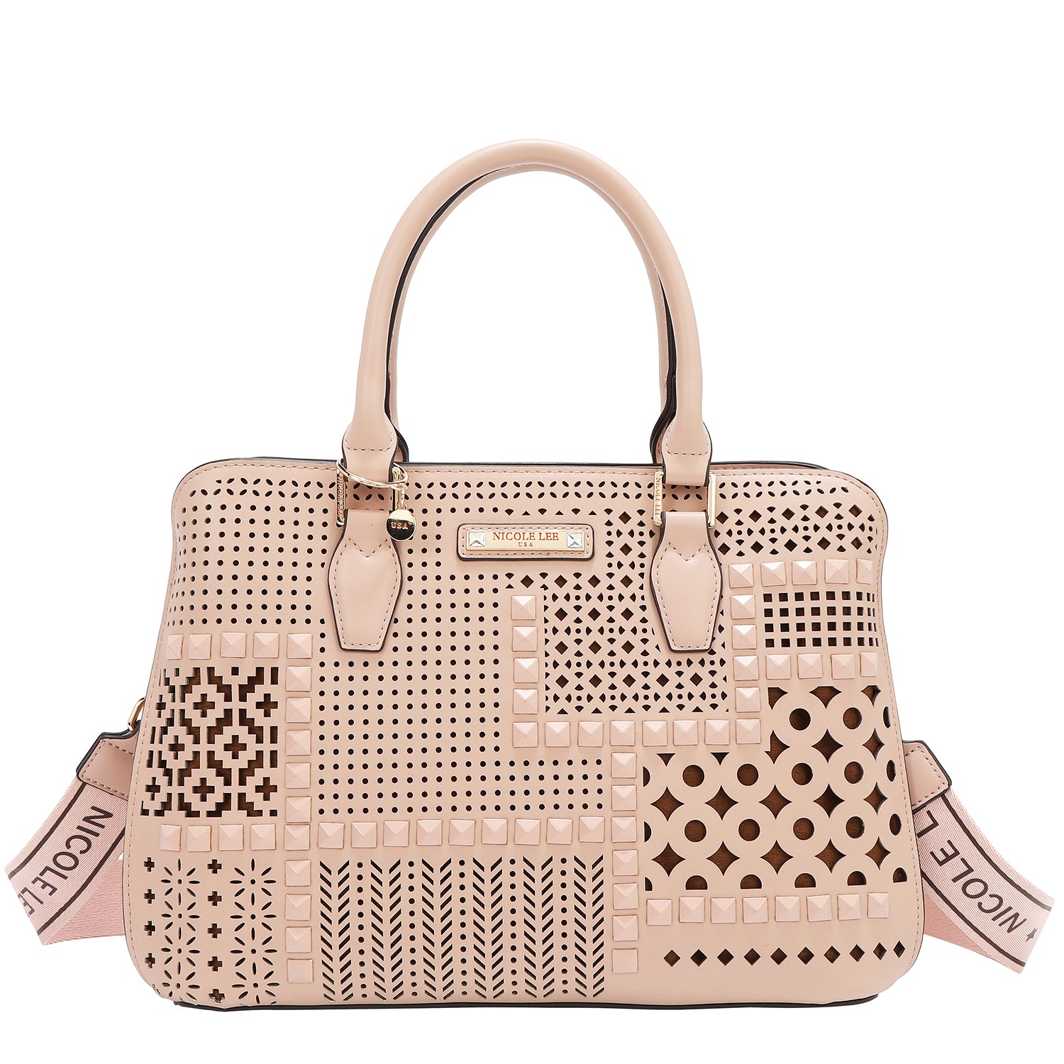 Dome bag with geometric cut (pink)
