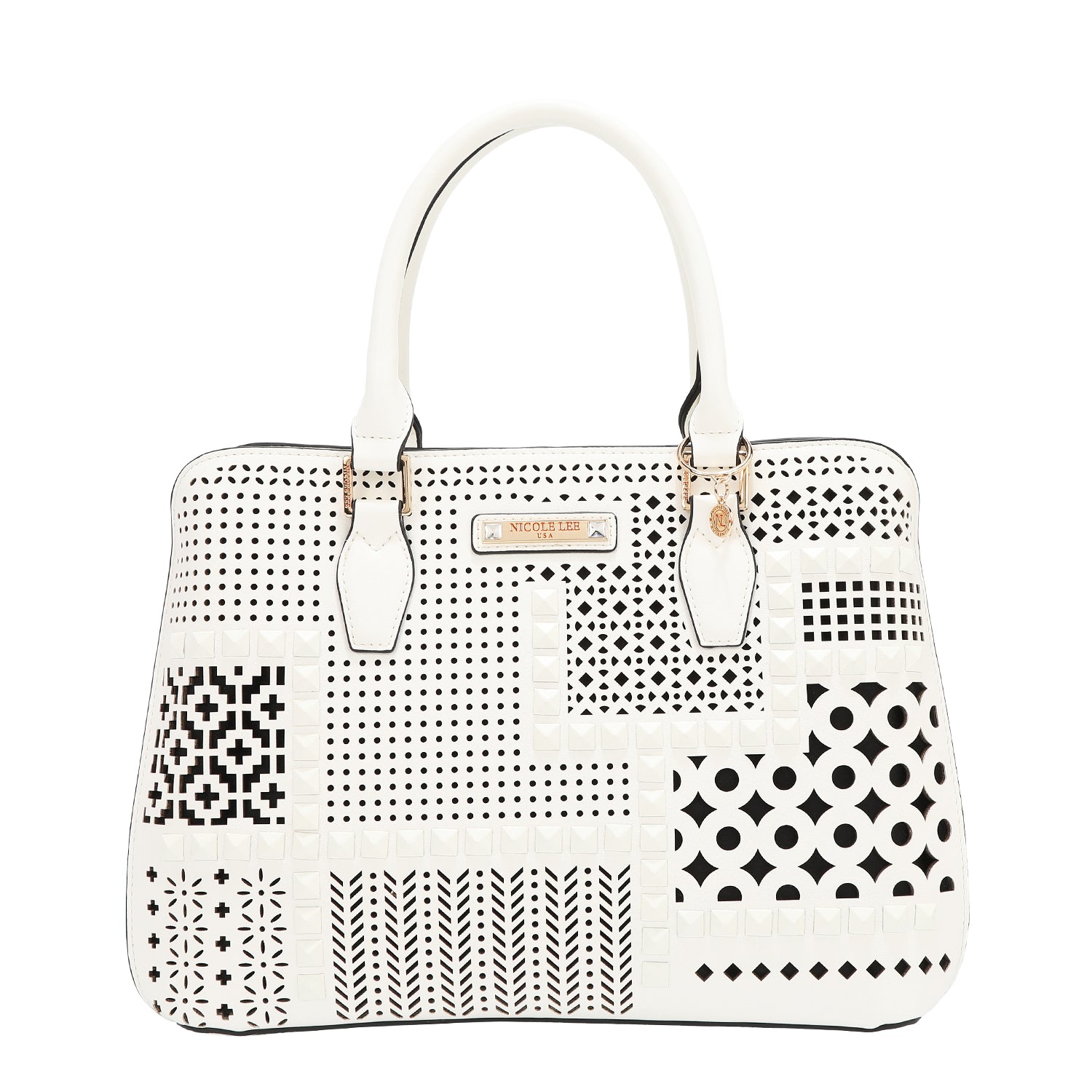 Dome bag with geometric cut (white)