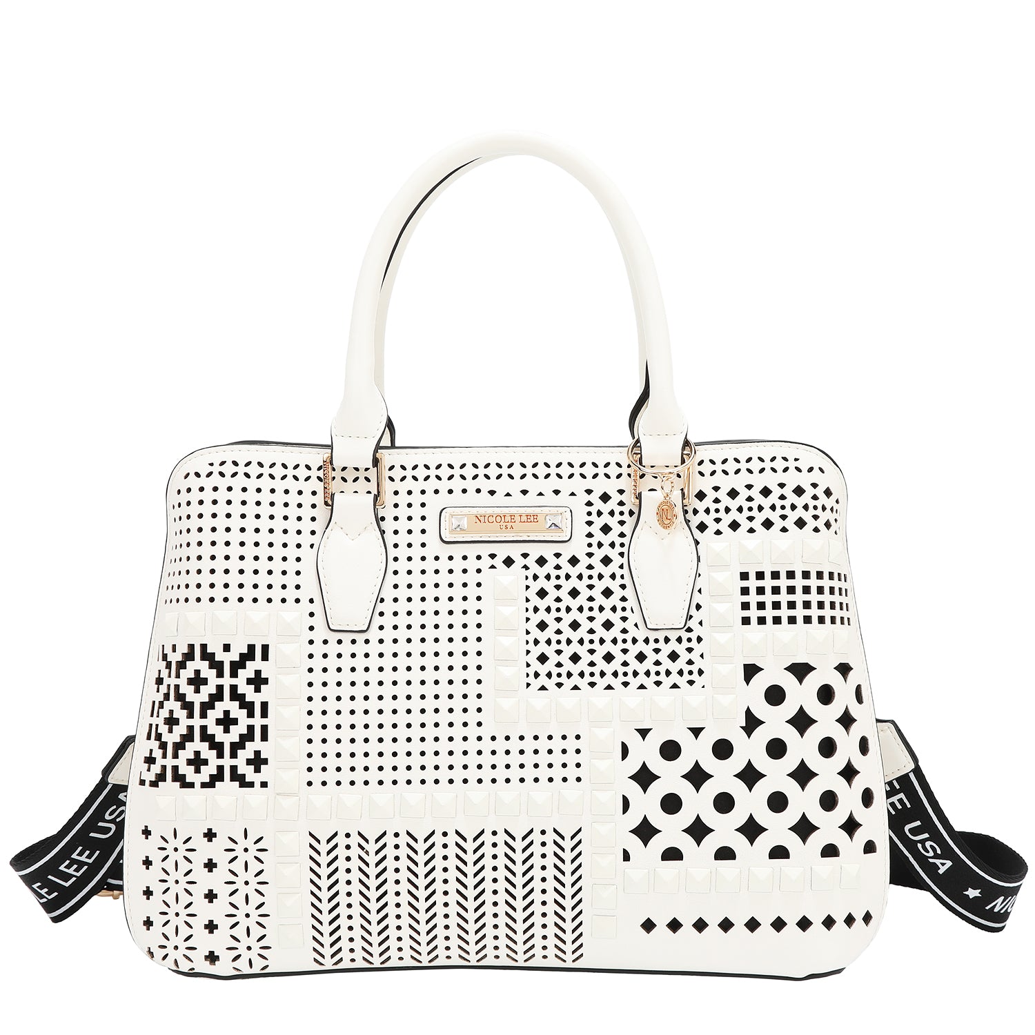 Dome bag with geometric cut (white)