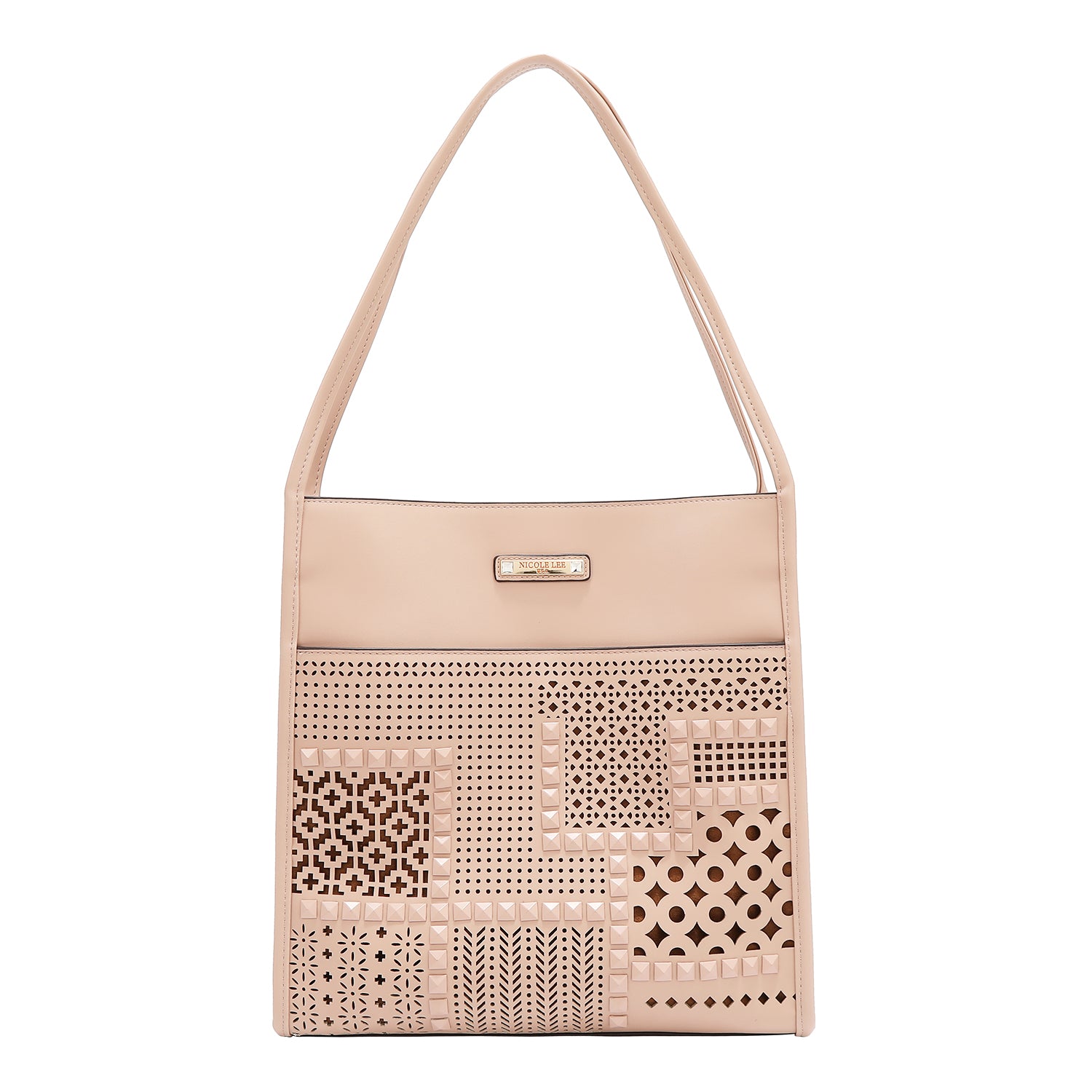 Borsa a due parti con taglio geometrico (rosa)