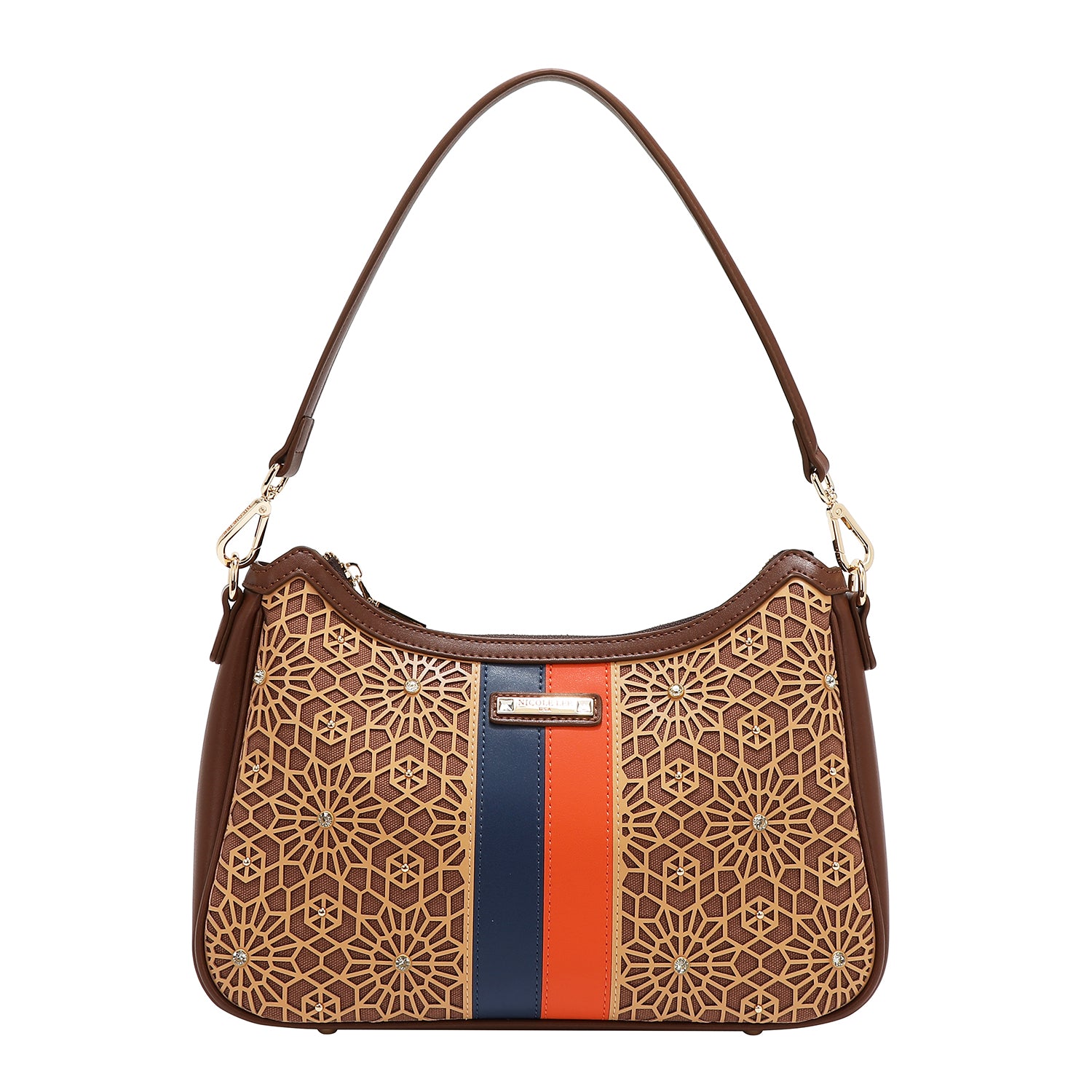 BORSA A TRACOLLA GEOMETRICA TAGLIA LASER (MARRONE)