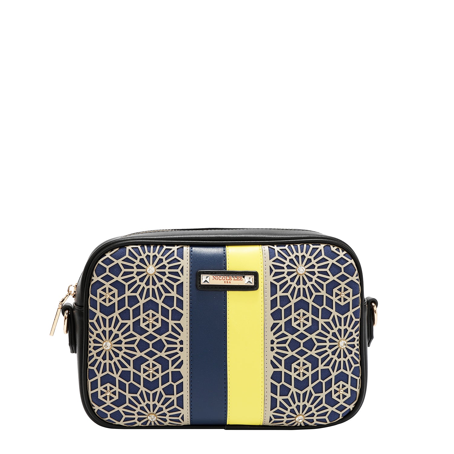 LASER CUT GEOMETRIC CROSSBODY BAG (BLACK)