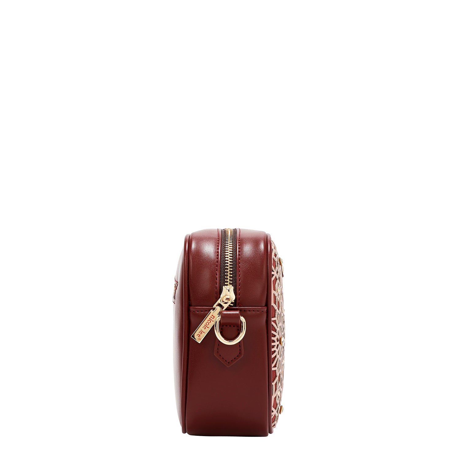 LASER CUT GEOMETRIC CROSSBODY BAG (WINE)