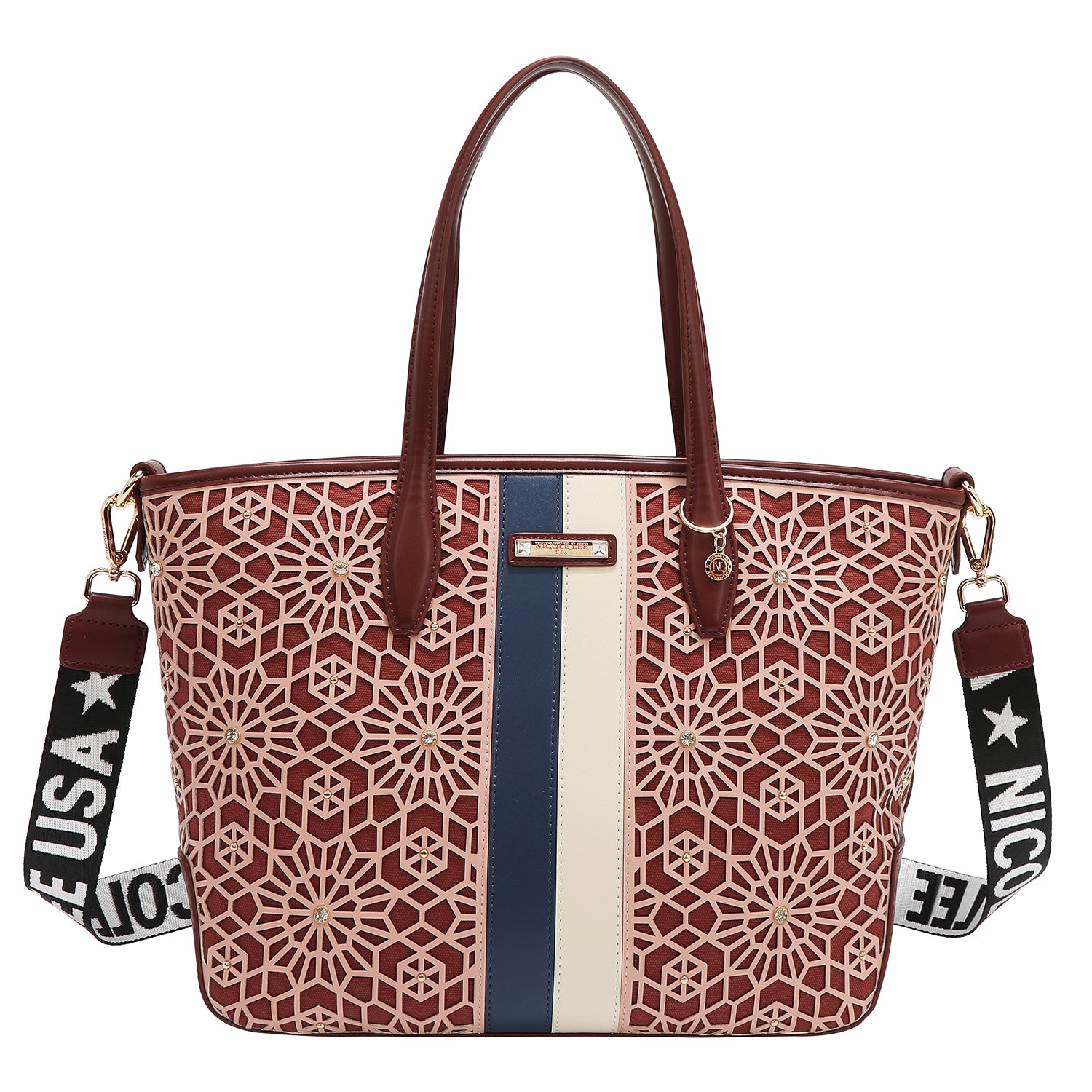 LASER CUT GEOMETRIC SHOPPER (WINE)