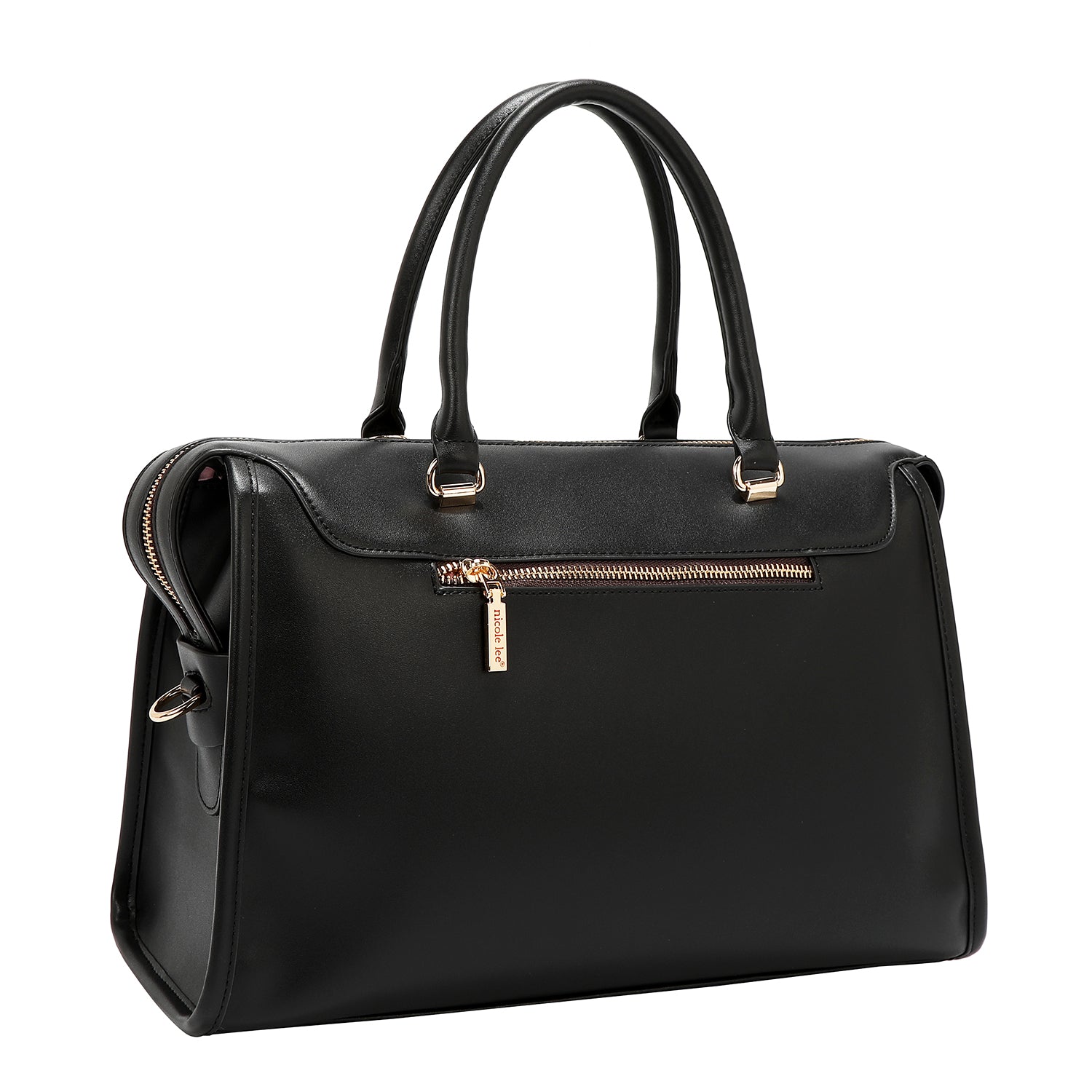 BOSTON BAG WITH GEOMETRIC LASER CUT (BLACK)