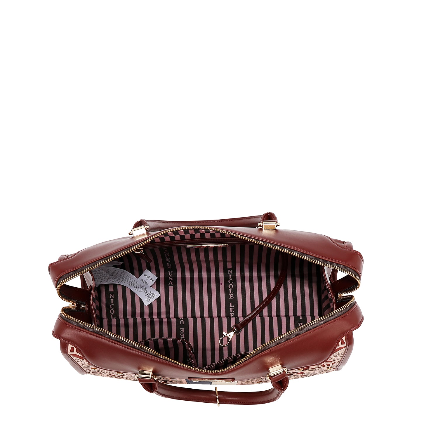 BOSTON BAG WITH GEOMETRIC LASER CUT (BLACK)