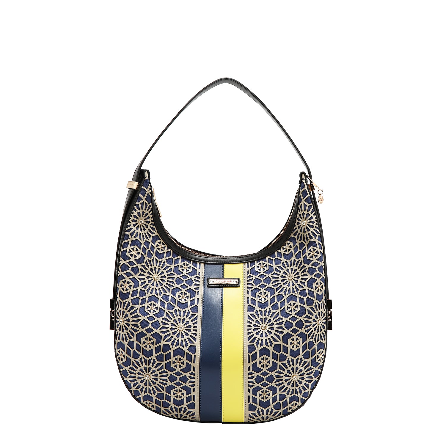 LASER CUT GEOMETRIC HOBO BAG (BLACK)