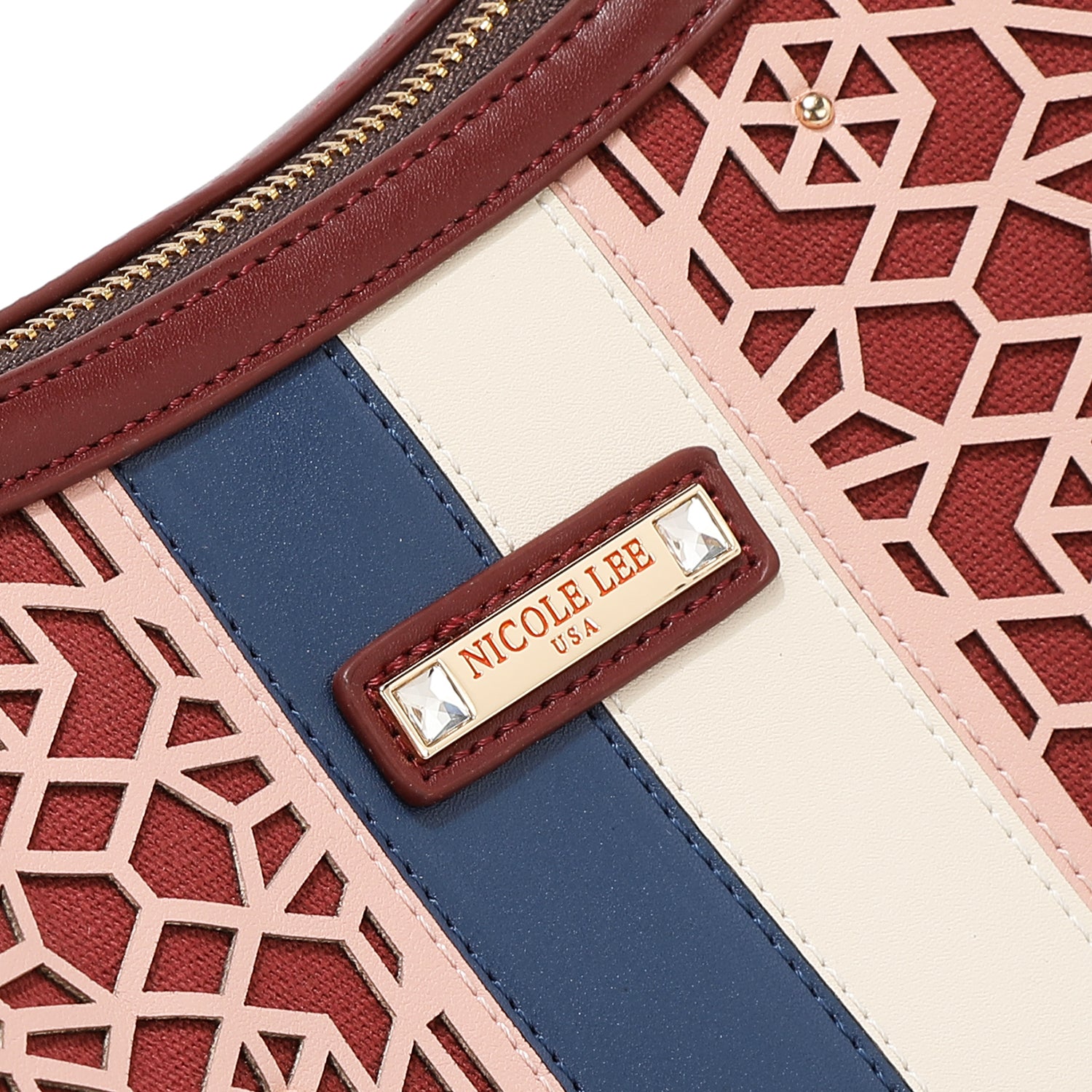 LASER CUT GEOMETRIC HOBO BAG (WINE)